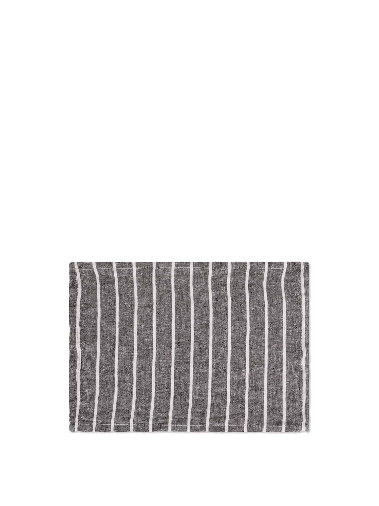 Striped linen placemat, White, large image number 0