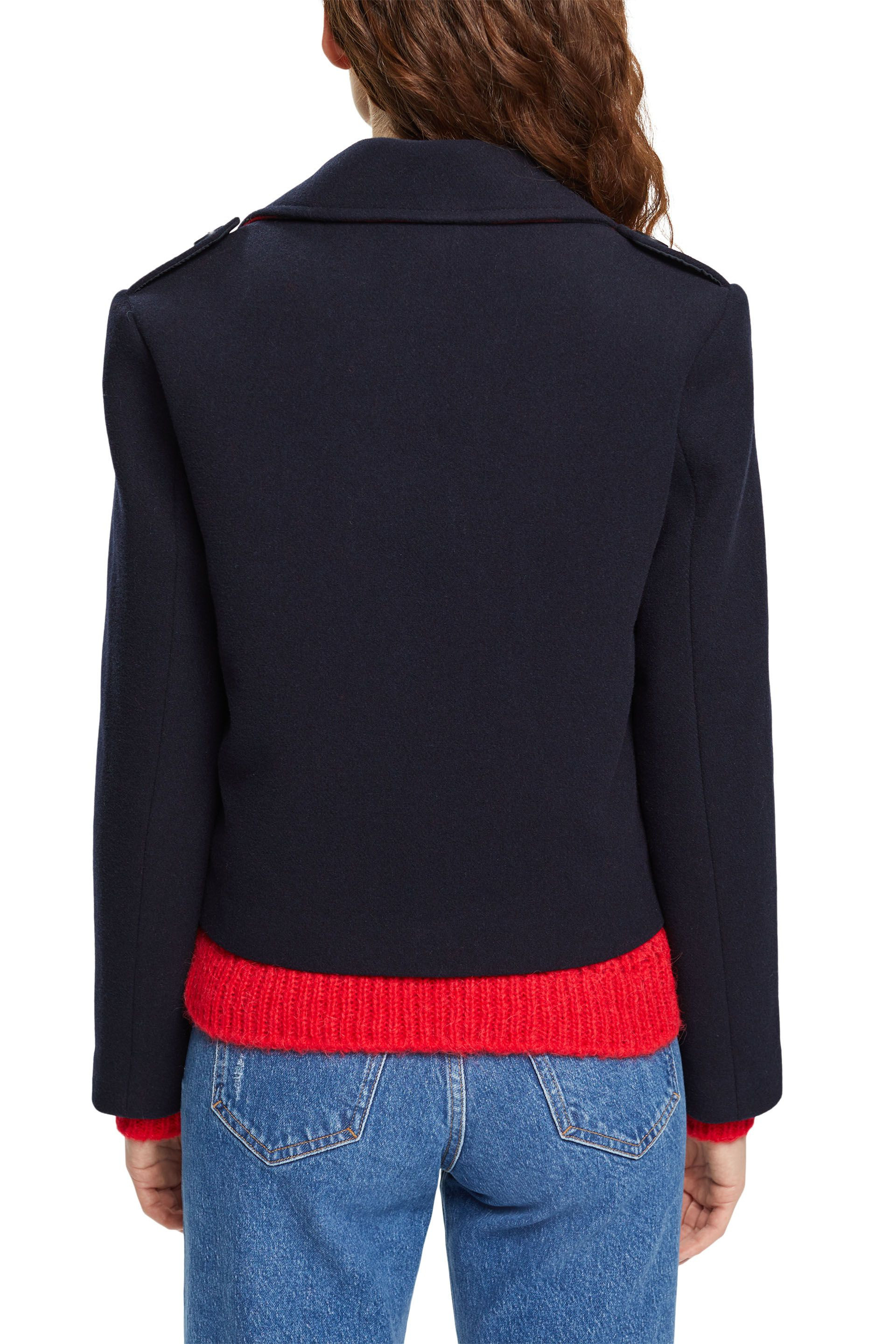 Wool blend jacket with short cut, Blue, large image number 3
