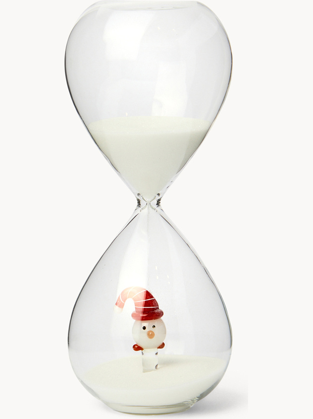 Glass hourglass with decoration