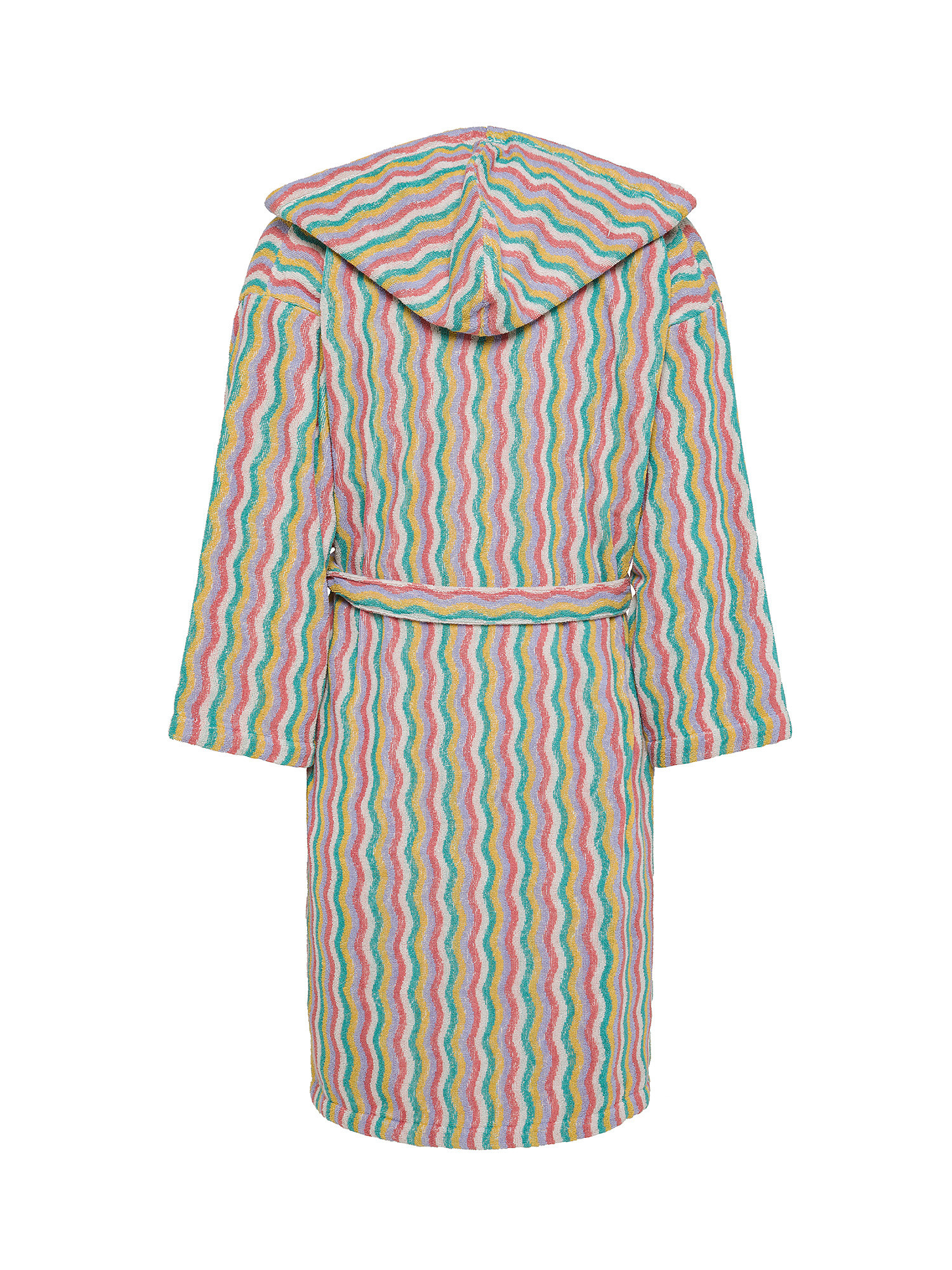 Terry cotton bathrobe with zig zag motif, Multicolor, large image number 1