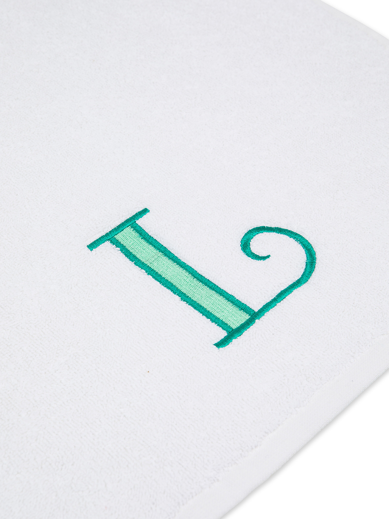 Set asciugamano in spugna ospite e viso con monogramma lettera, Grigio, large image number 2