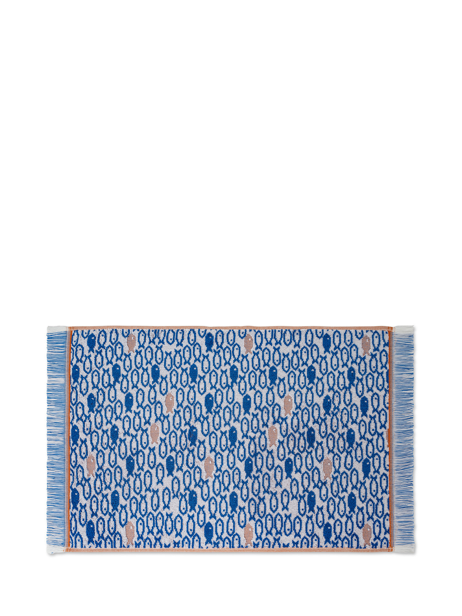 Asciugamano spugna di cotone motivo pesci, Blu, large image number 1