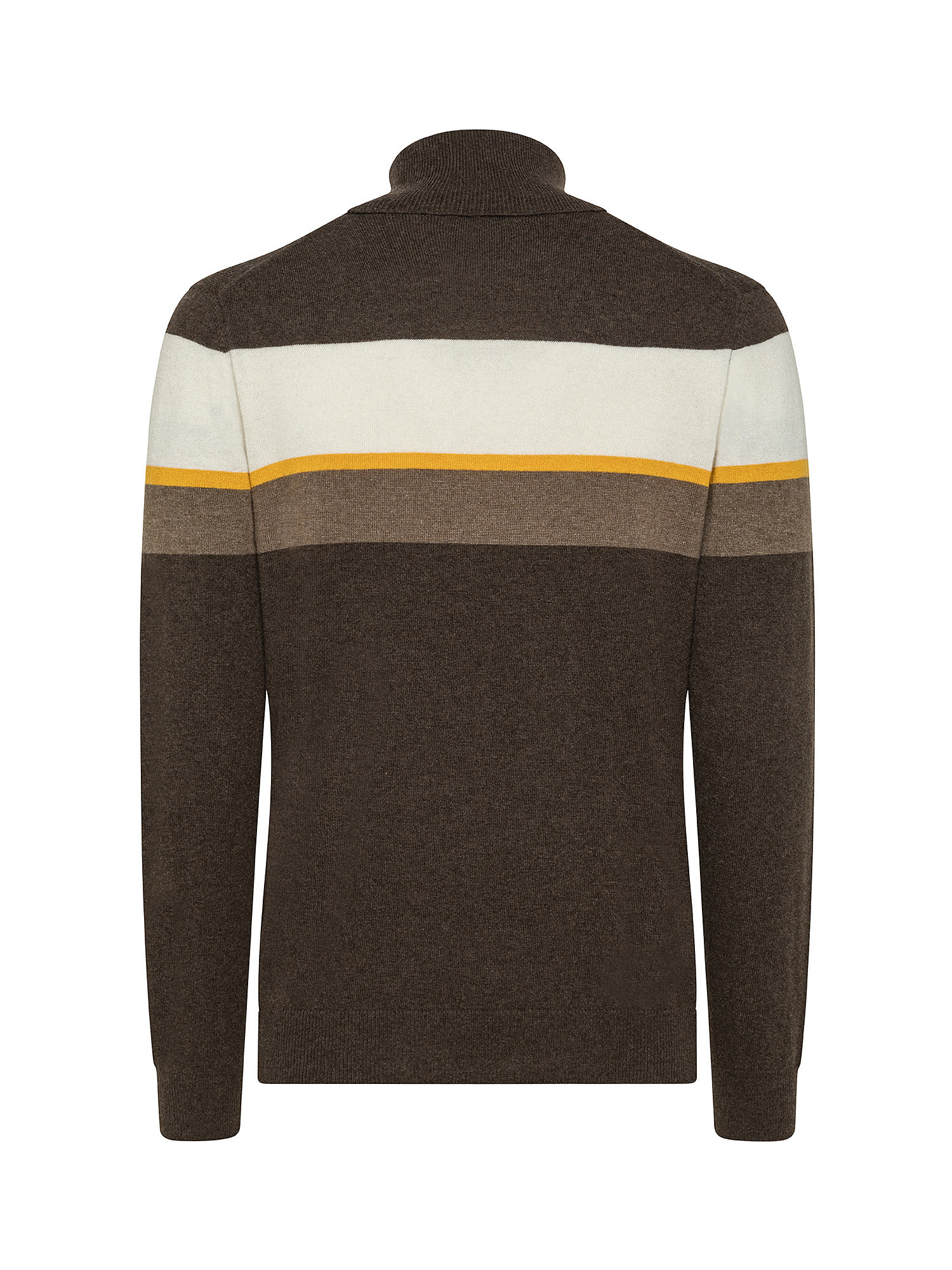 Three-color striped turtleneck with precious fibers, Dark Brown, large image number 1