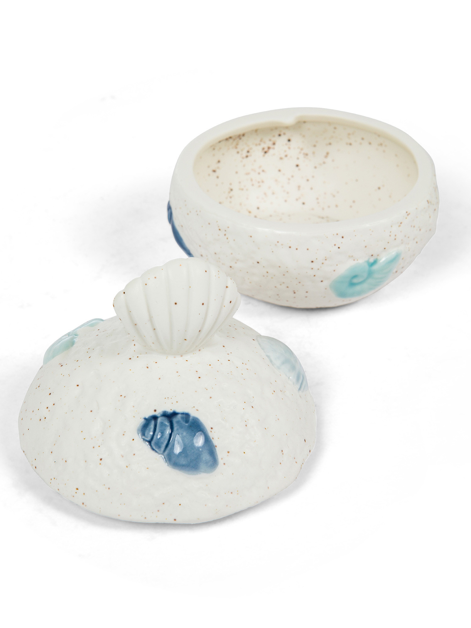 Porcelain container with shells, White / Blue, large image number 1