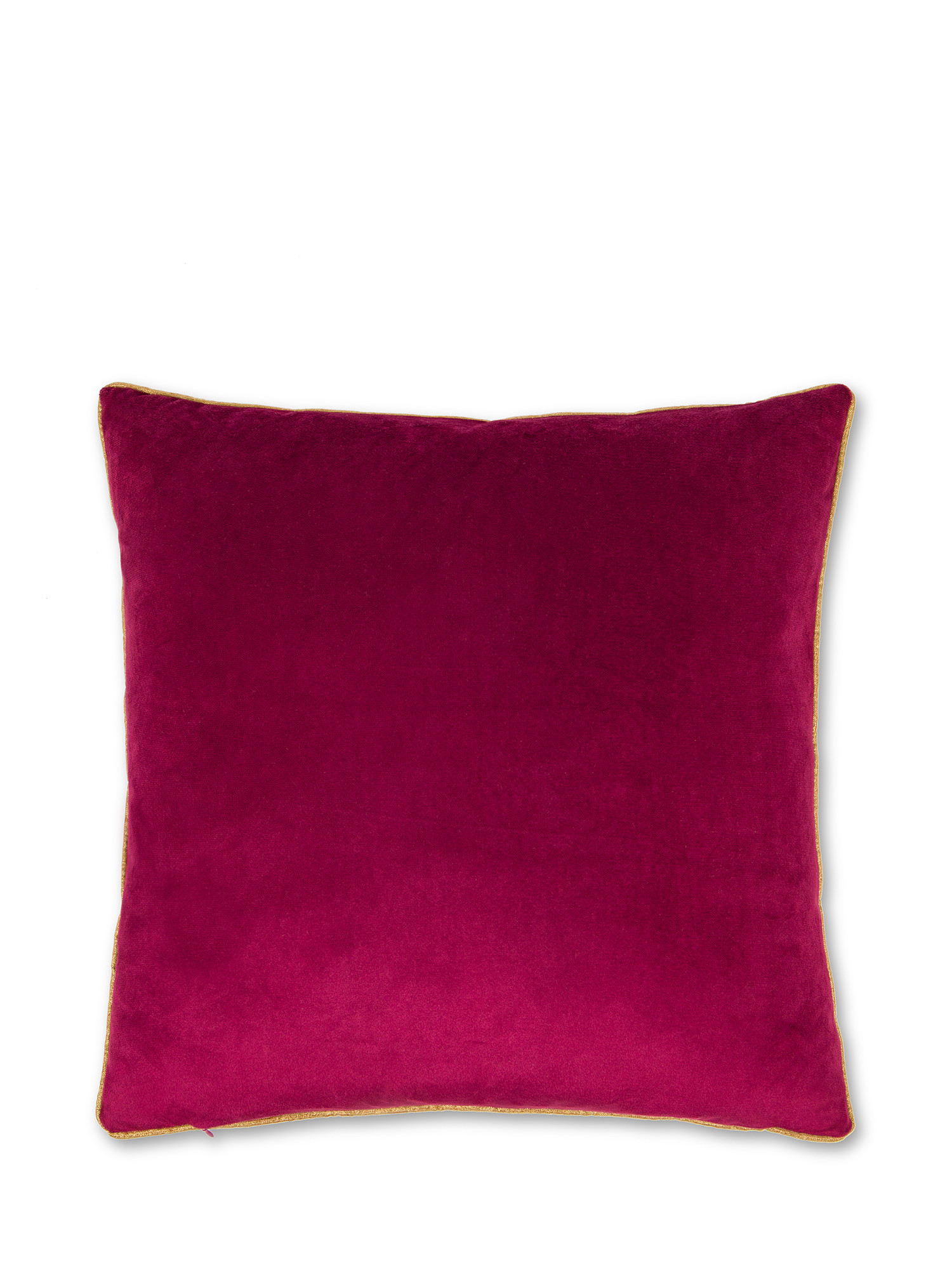 Cuscino velluto ricamato con piping 45X45cm, Rosso bordeaux, large image number 1