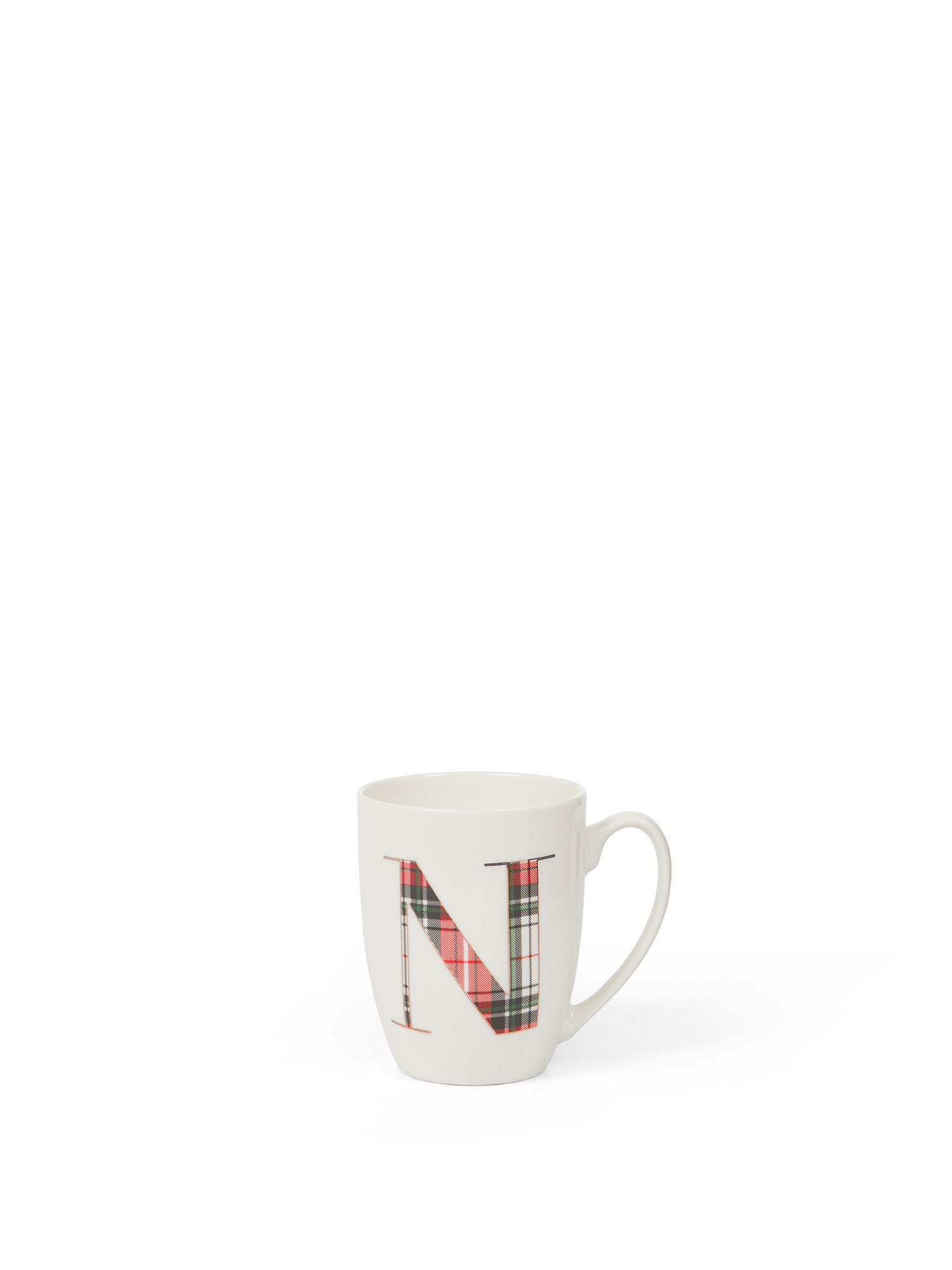 Tartan letter porcelain mug, White, large image number 0