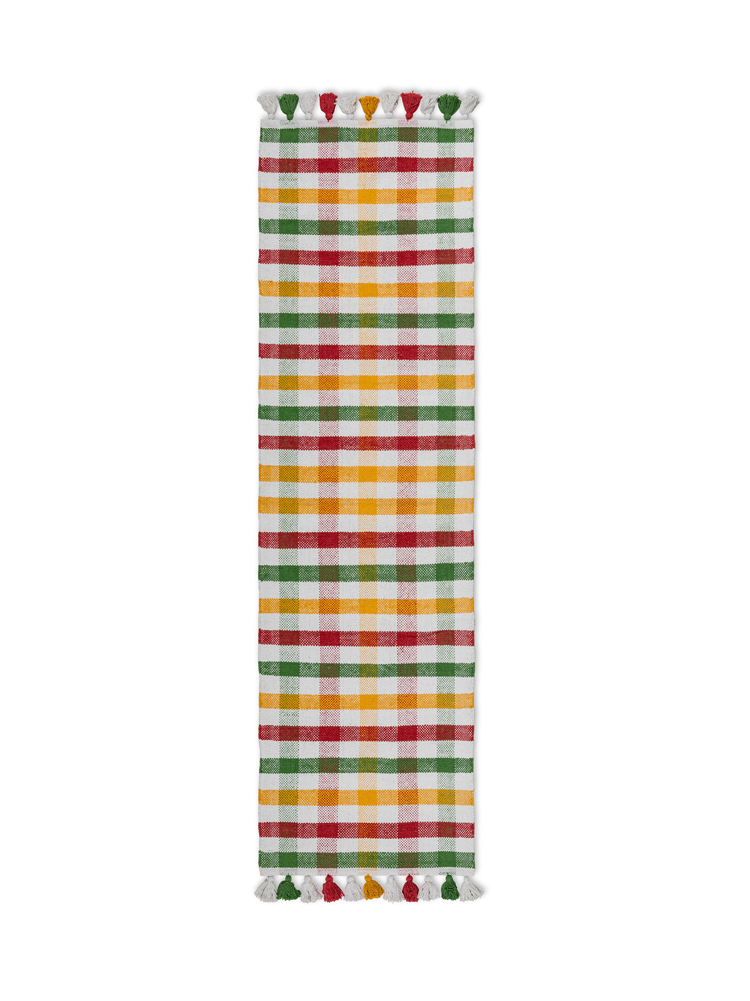 Yarn-dyed cotton kitchen rug with check pattern, Yellow, large image number 0