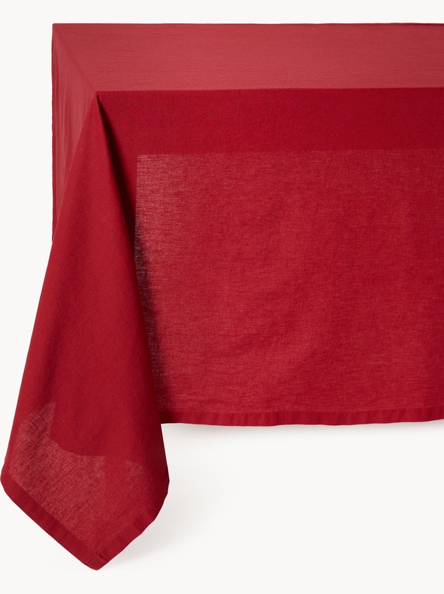 Solid linen blend tablecloth