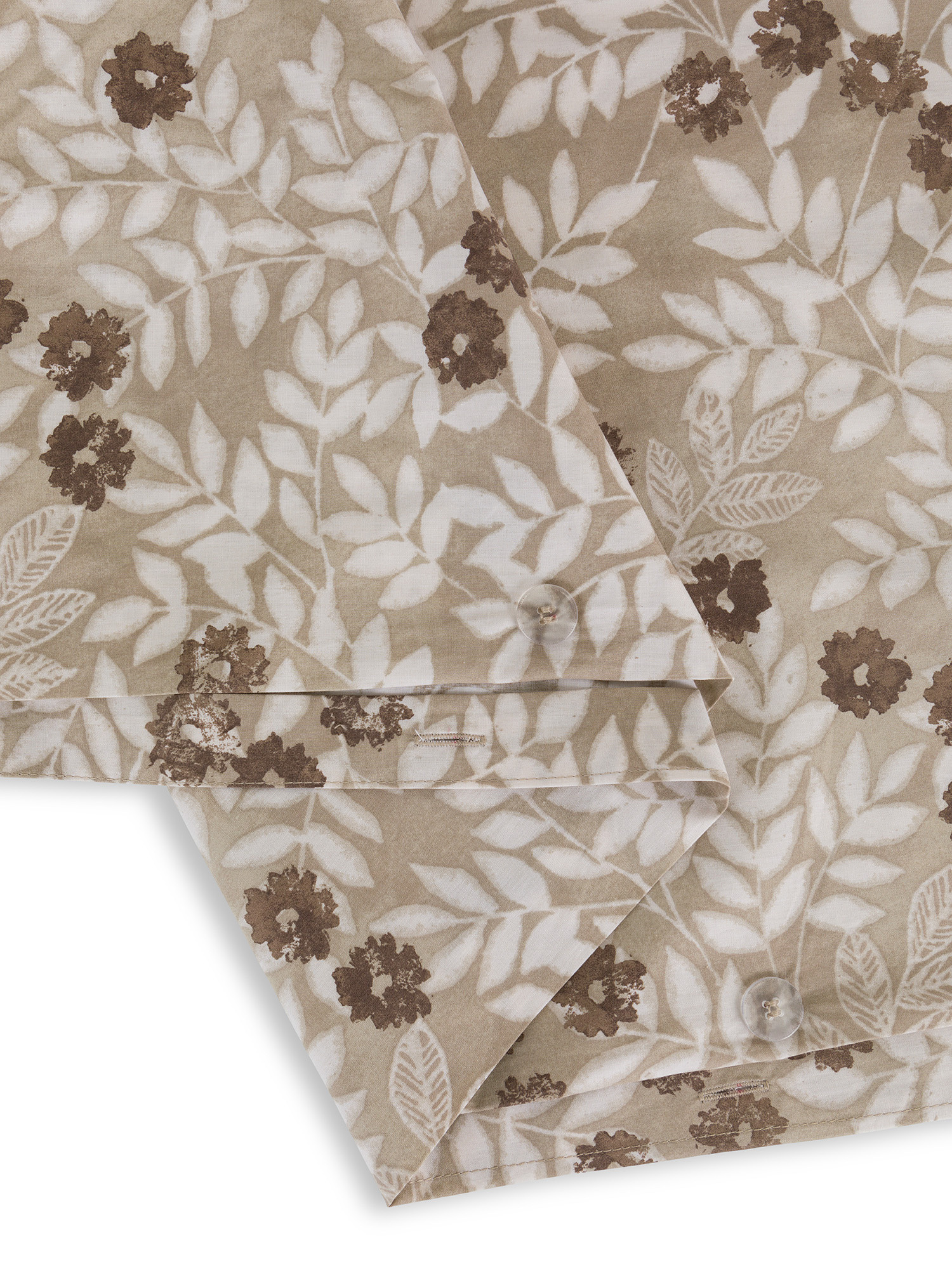 Floral patterned cotton percale duvet cover set, Beige, large image number 1