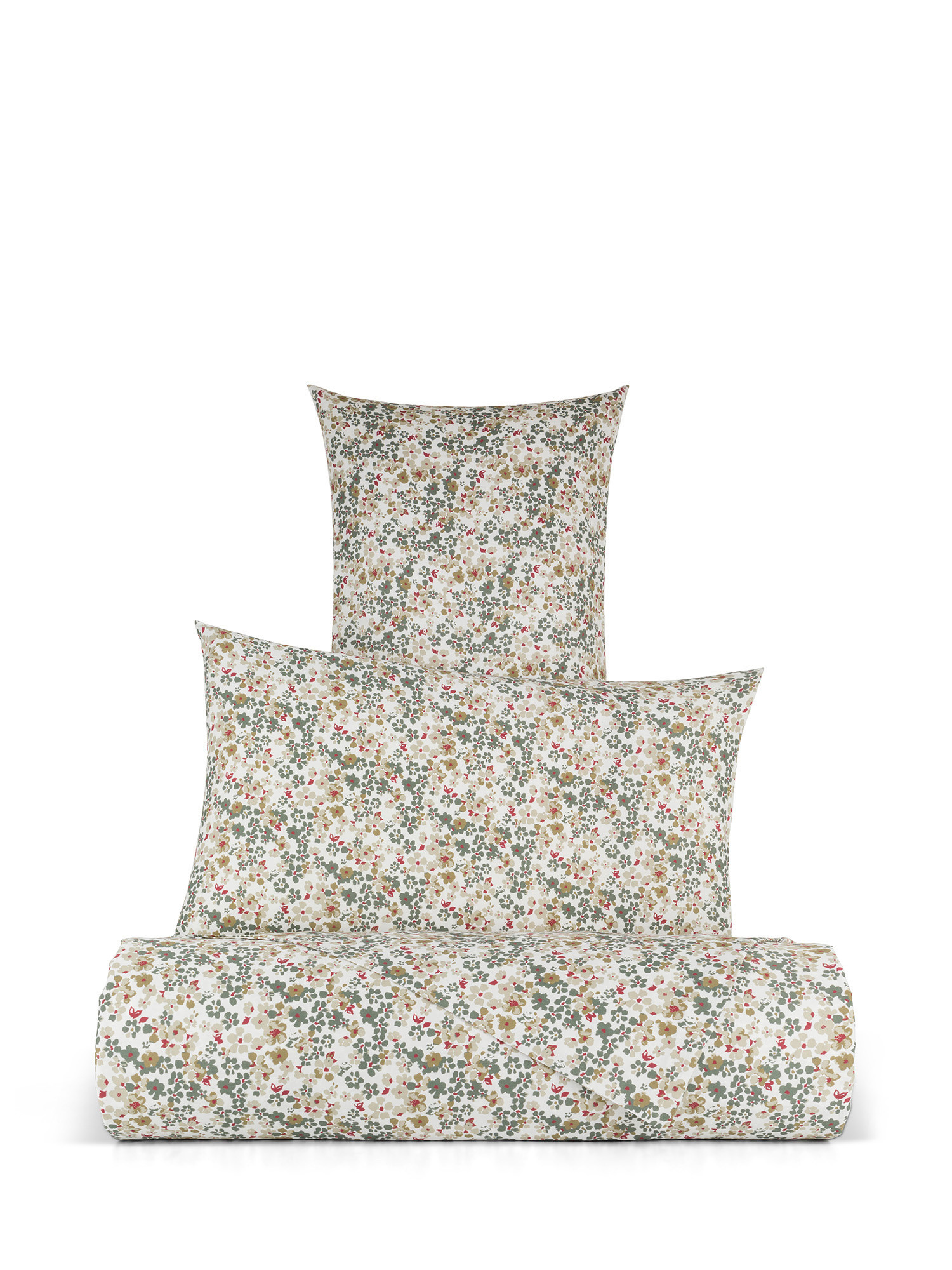 Floral patterned cotton satin duvet cover, Multicolor, large image number 0