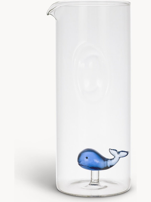 Borosilicate glass carafe with whale detail
