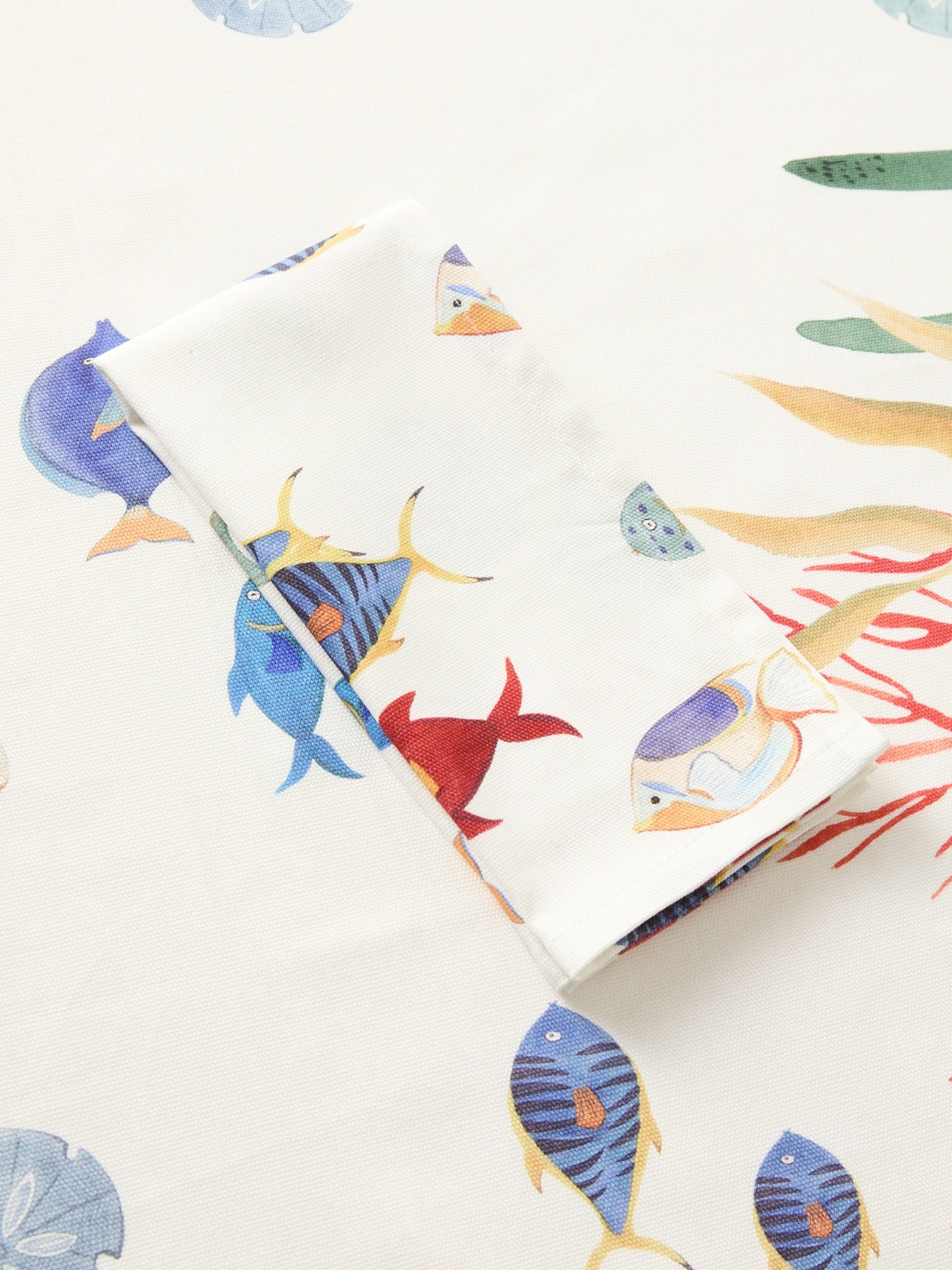 Set 2 tovaglioli in twill di cotone con stampa fondale marino, Multicolor, large image number 1