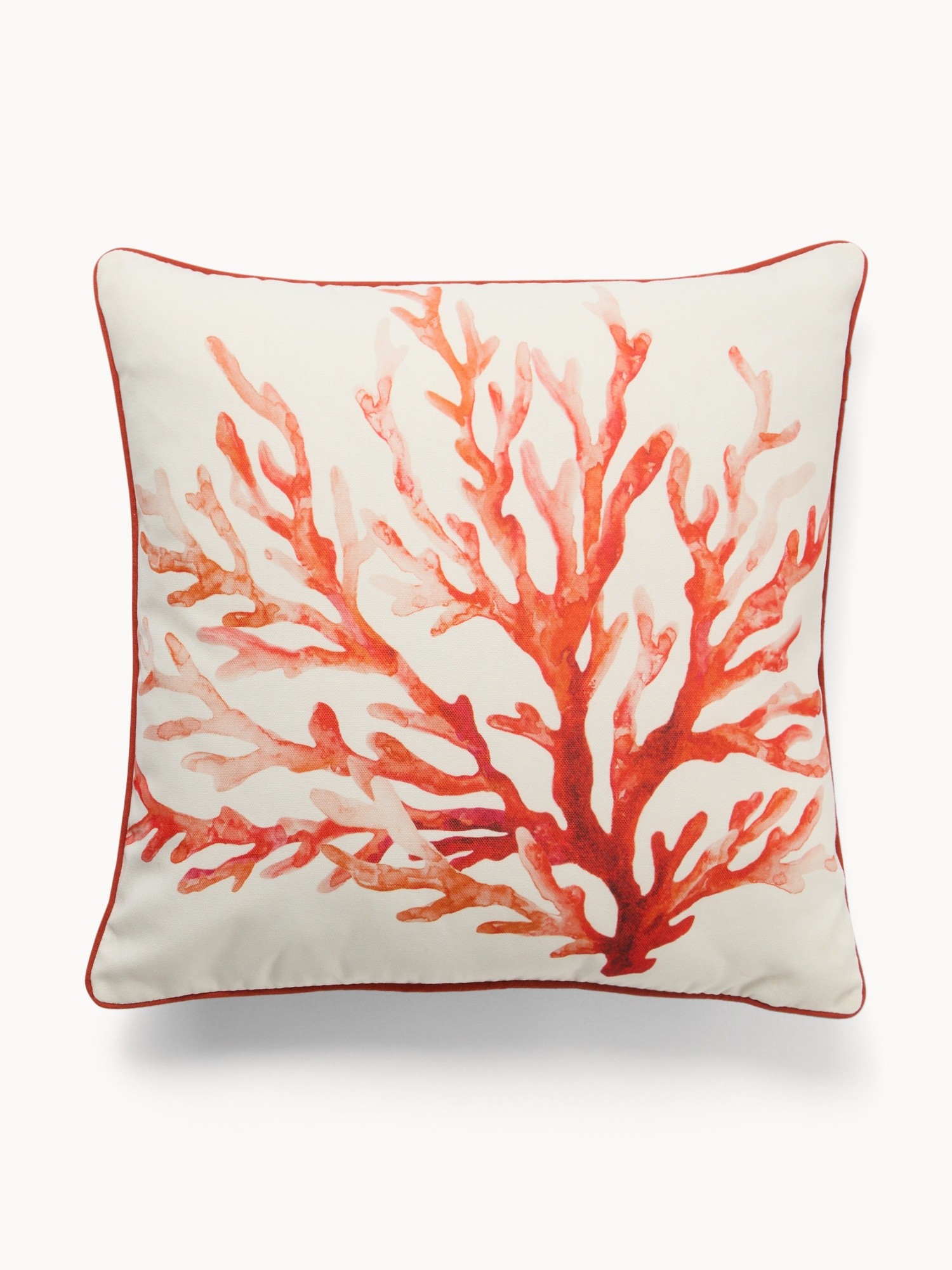 Coral Print Cushion 45x45cm - Introductory Price, Bianco/Rosso, large image number 0
