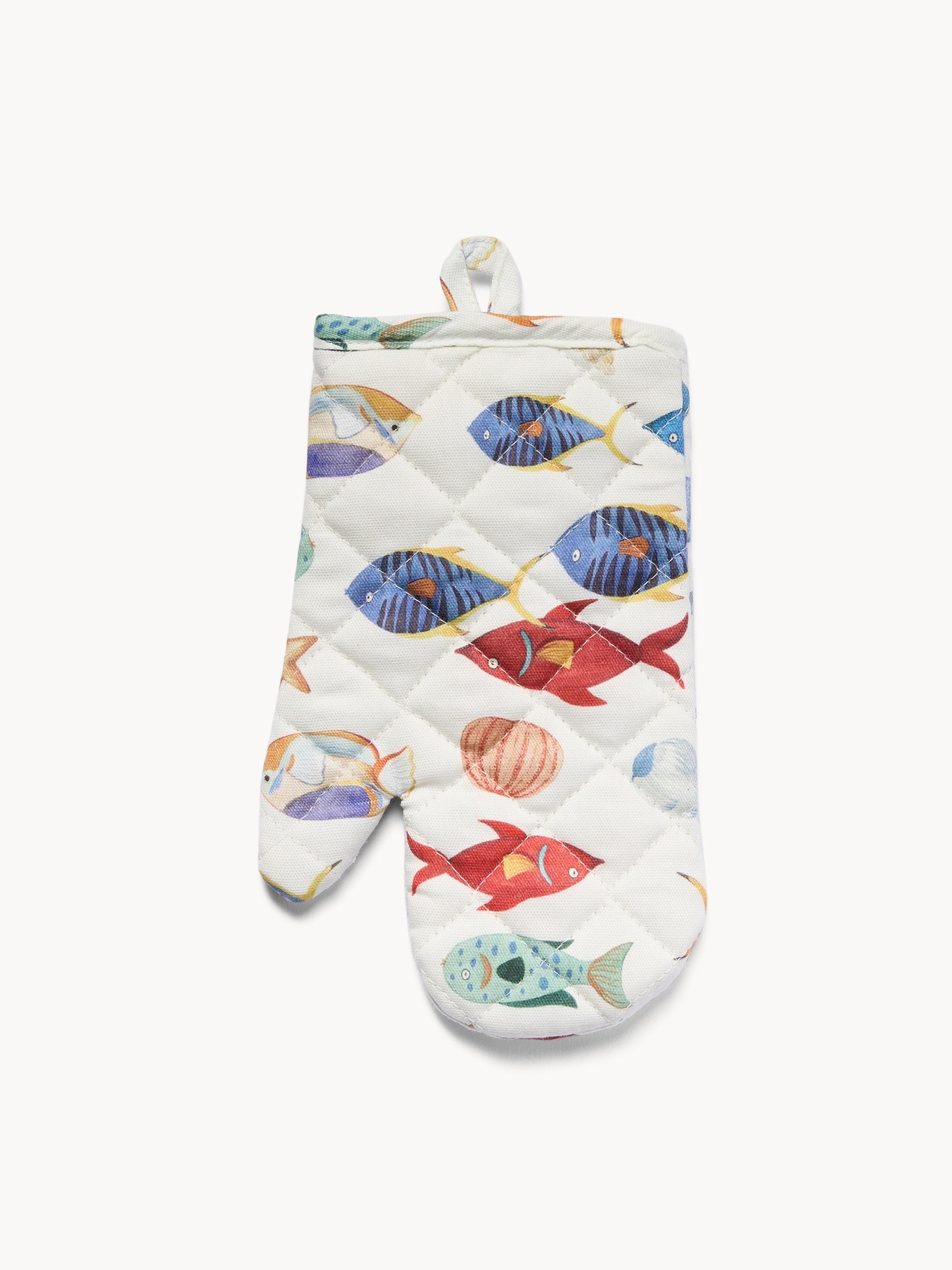 Cotton panama oven mitt with seabed print, Multicolor, large image number 0