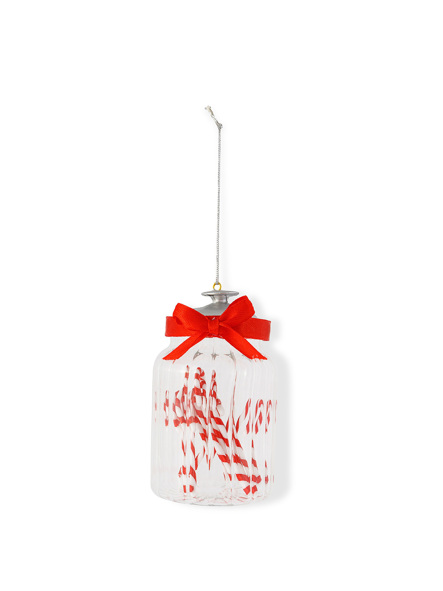 Candy canes glass jar tree decoration, Red, large image number 0