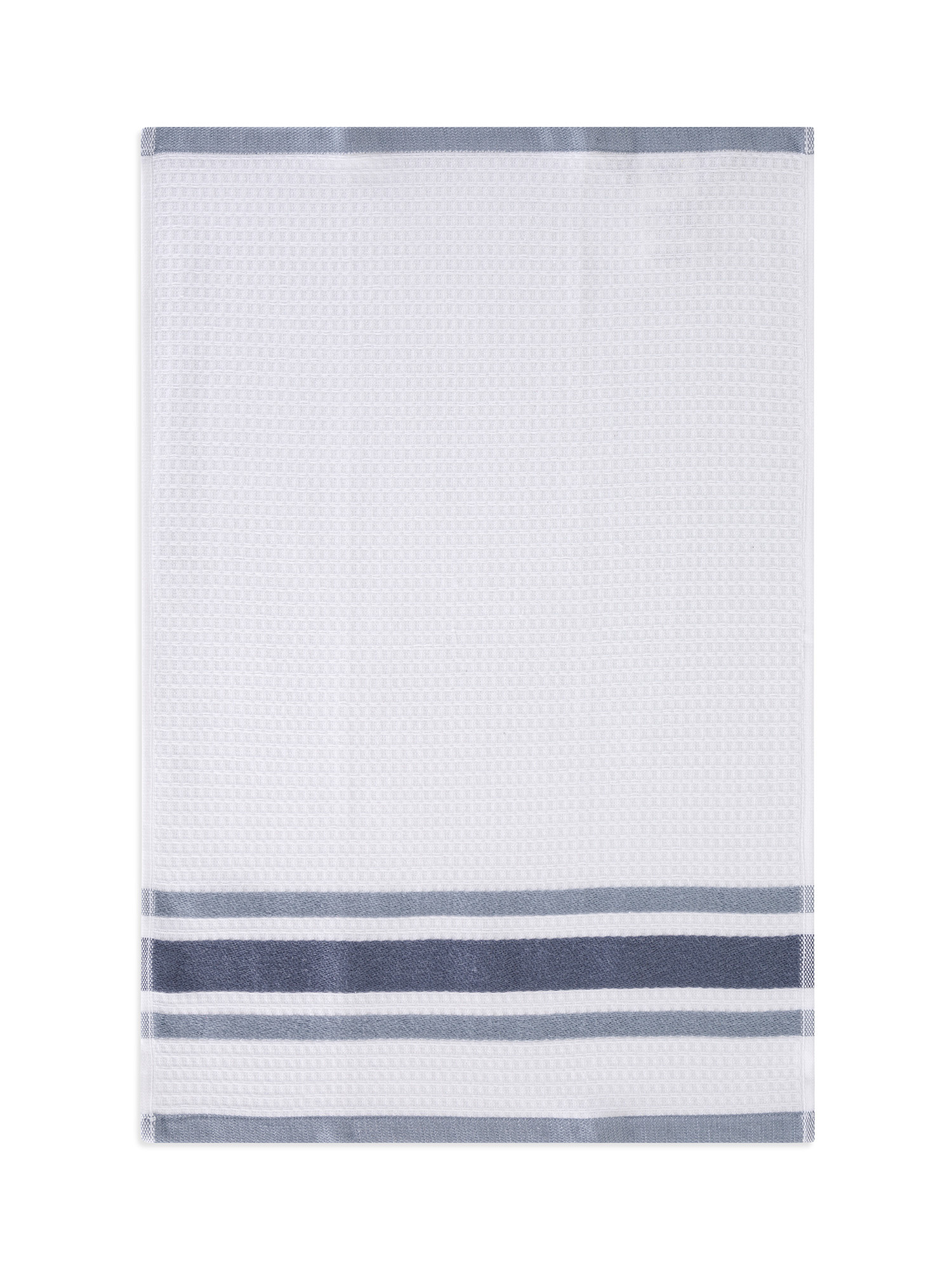 Set of 3 striped jacquard cotton tea towels, Grey, large image number 1