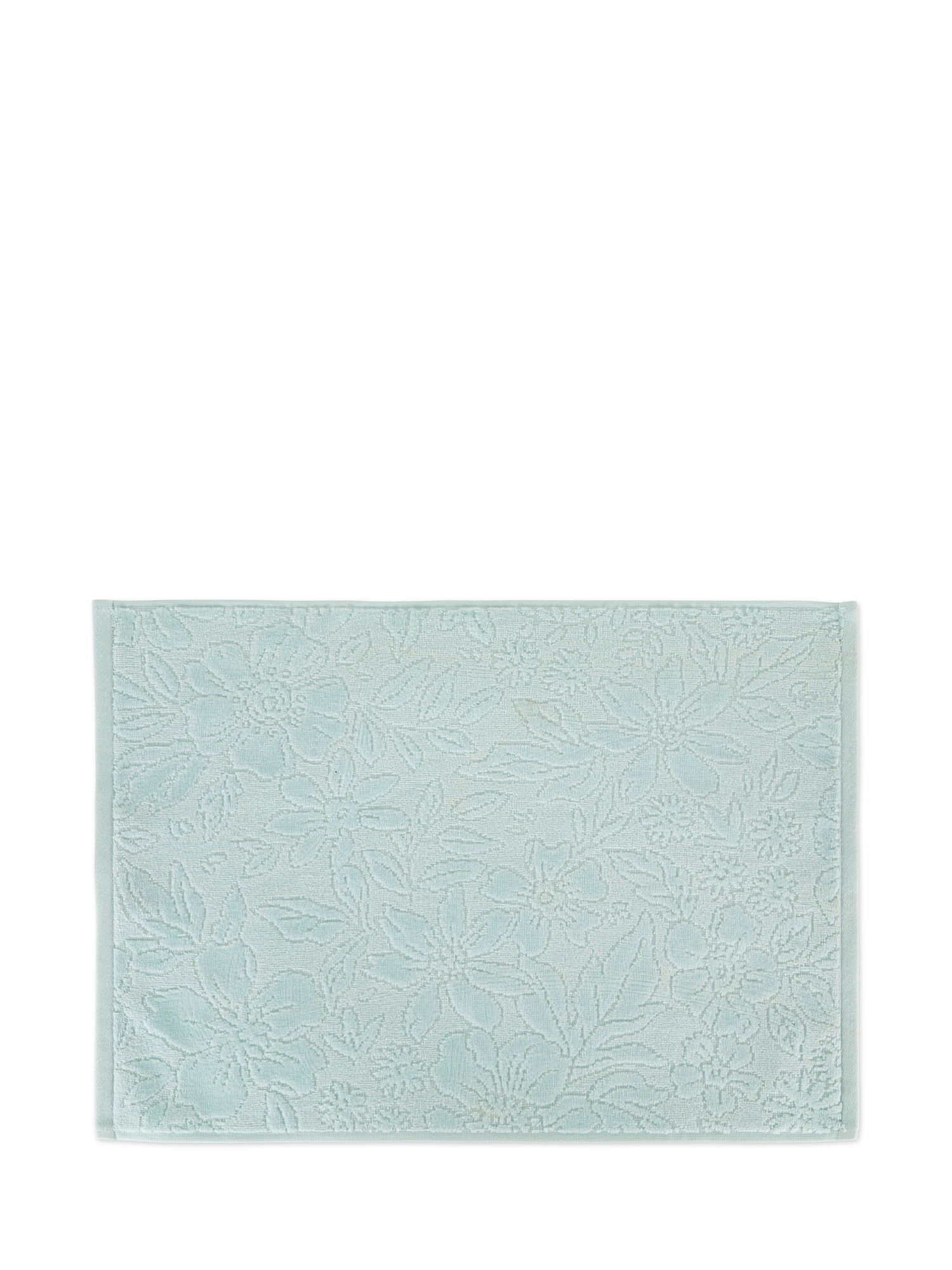Asciugamano puro cotone lavorazione a fiori, Azzurro, large image number 2