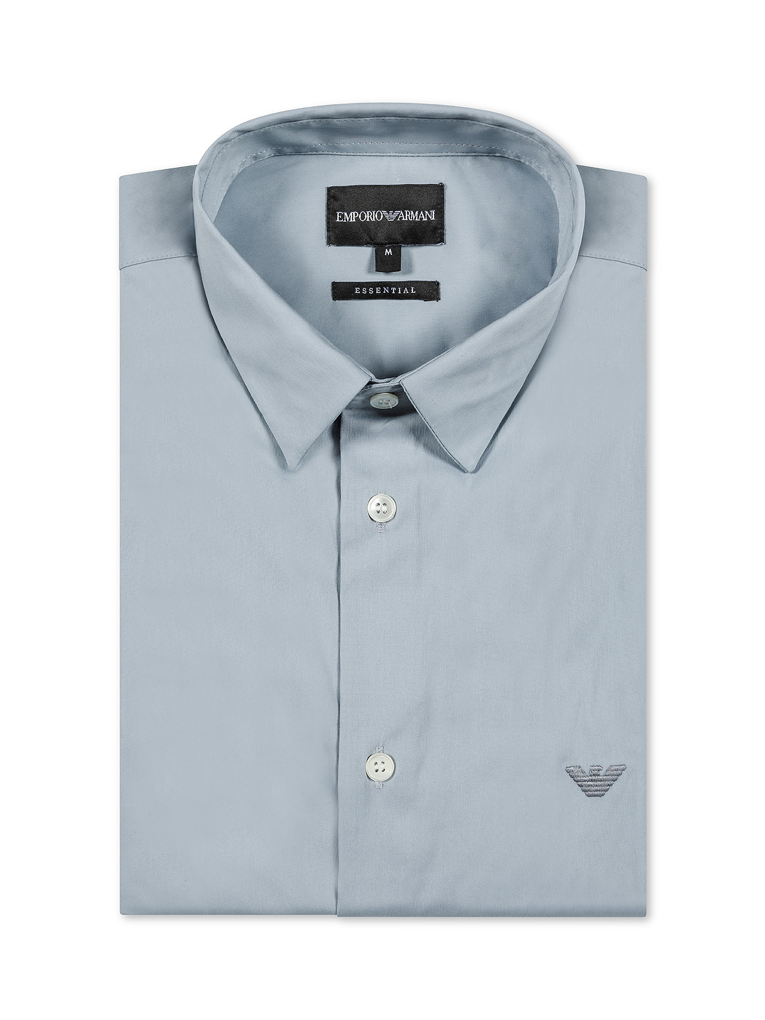 Emporio Armani - Camicia con logo ricamato, Azzurro, large image number 0