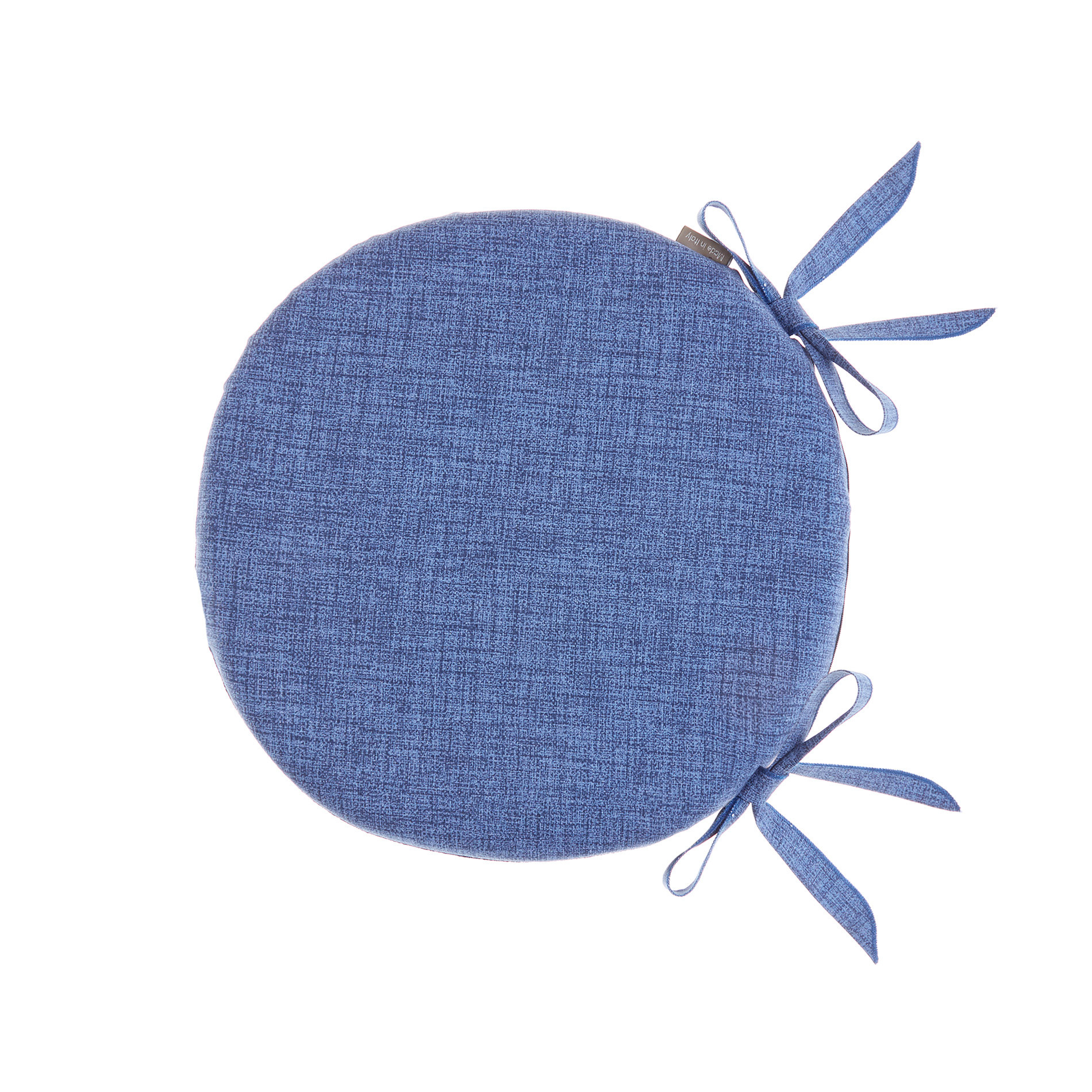 Round seat pad in solid colour cotton, Blue, large image number 0