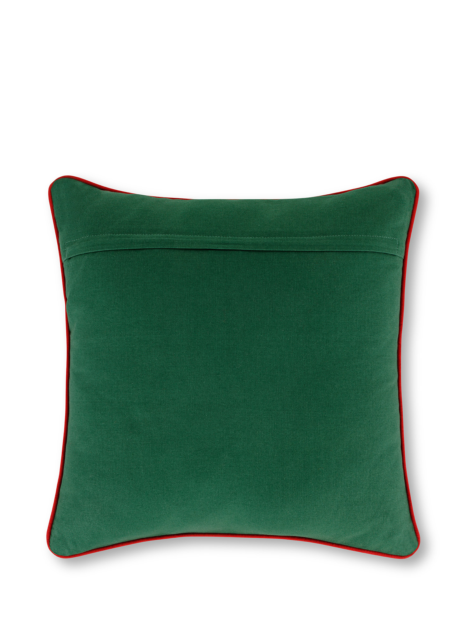 Cuscino ricamato ghirlanda natalizia 45x45 cm, Verde, large image number 1