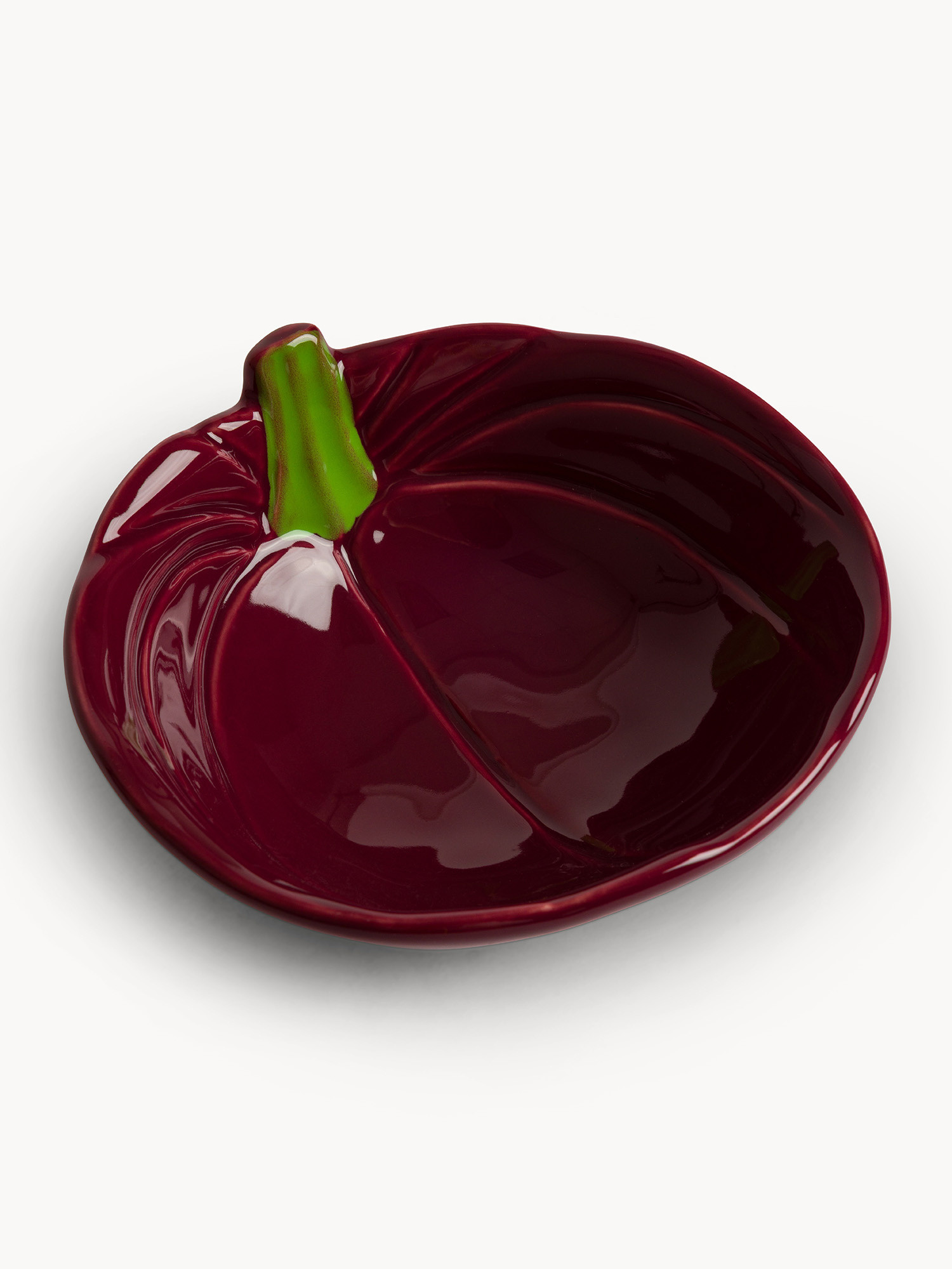 Coppetta in stoneware a forma zucca, Rosso bordeaux, large image number 1