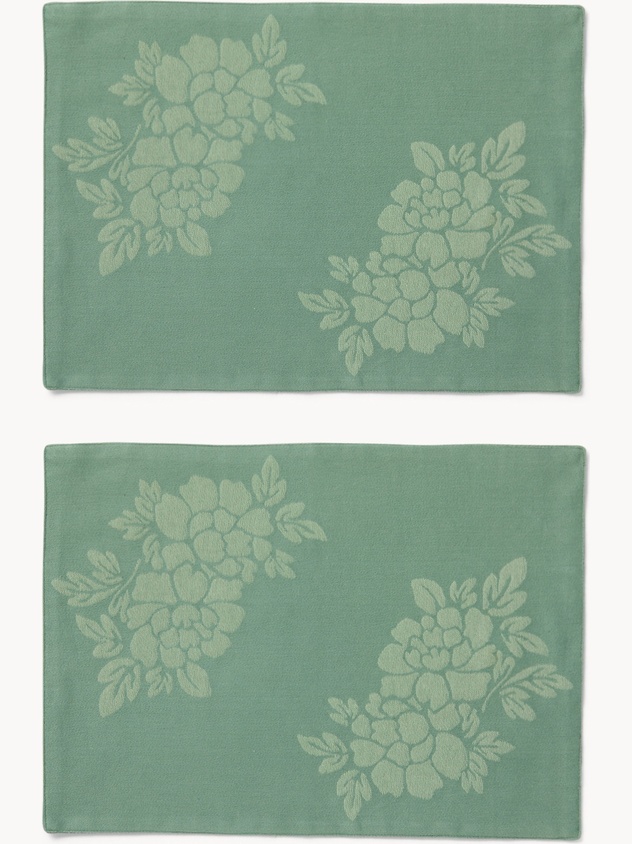 Set of 2 Cotton Placemats cotton with floral jacquard weave - Discounted Price