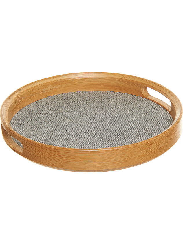 Round tray in cotton and bamboo