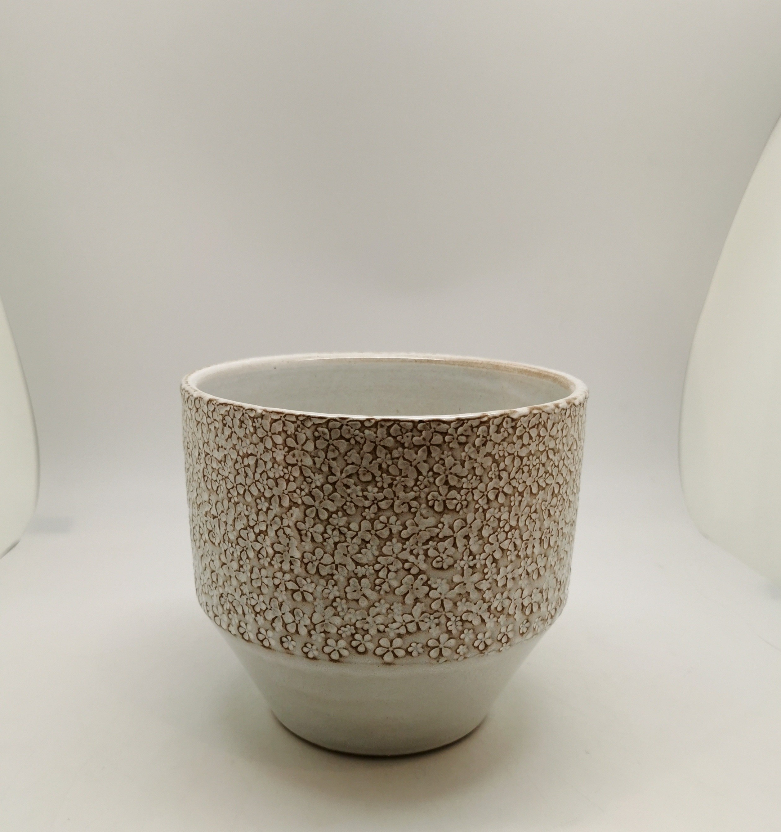 Handcrafted Portuguese ceramic cachepot, Light Grey, large image number 0