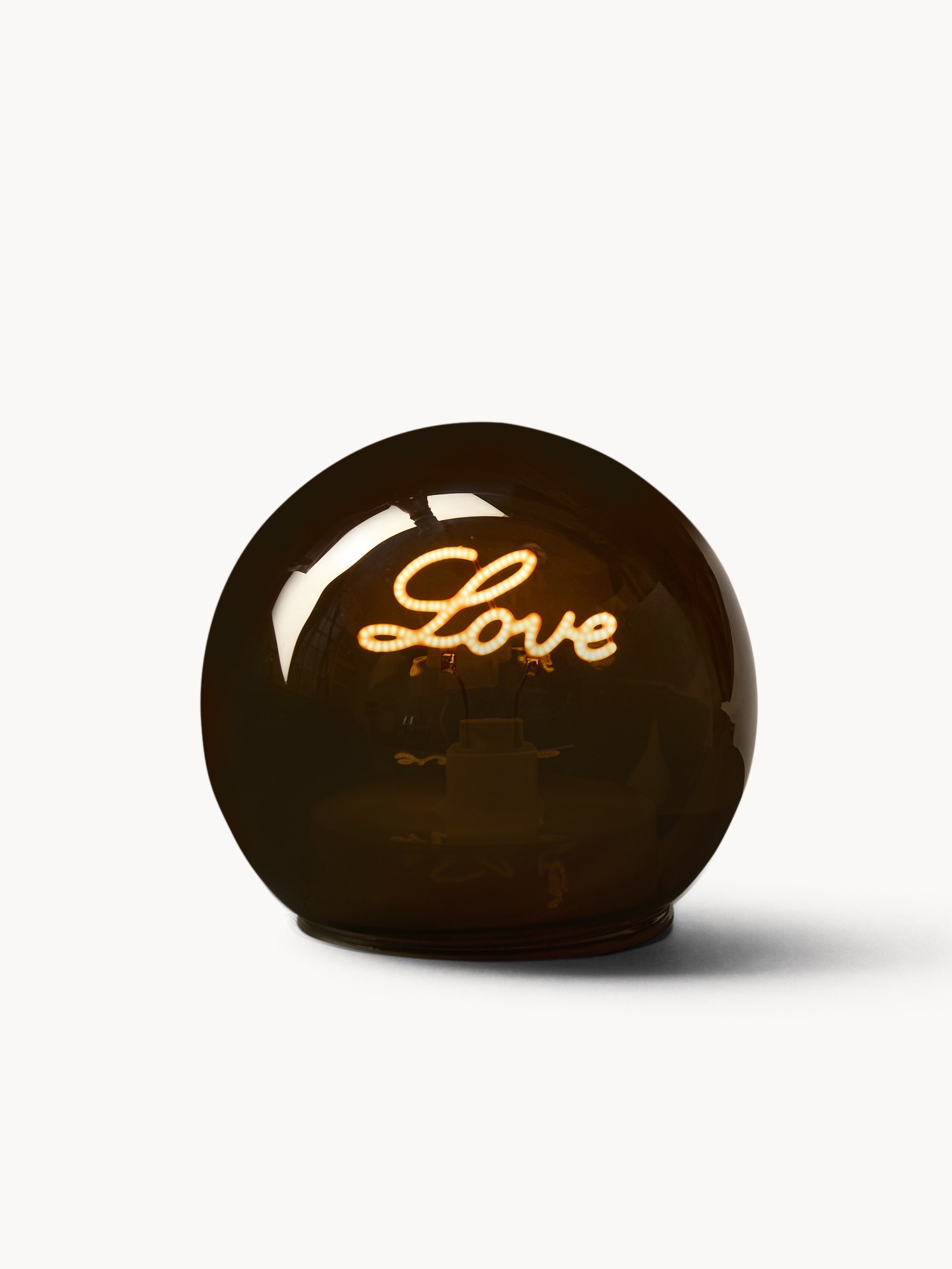 Decorazione in vetro con scritta love a led, Grigio, large image number 0