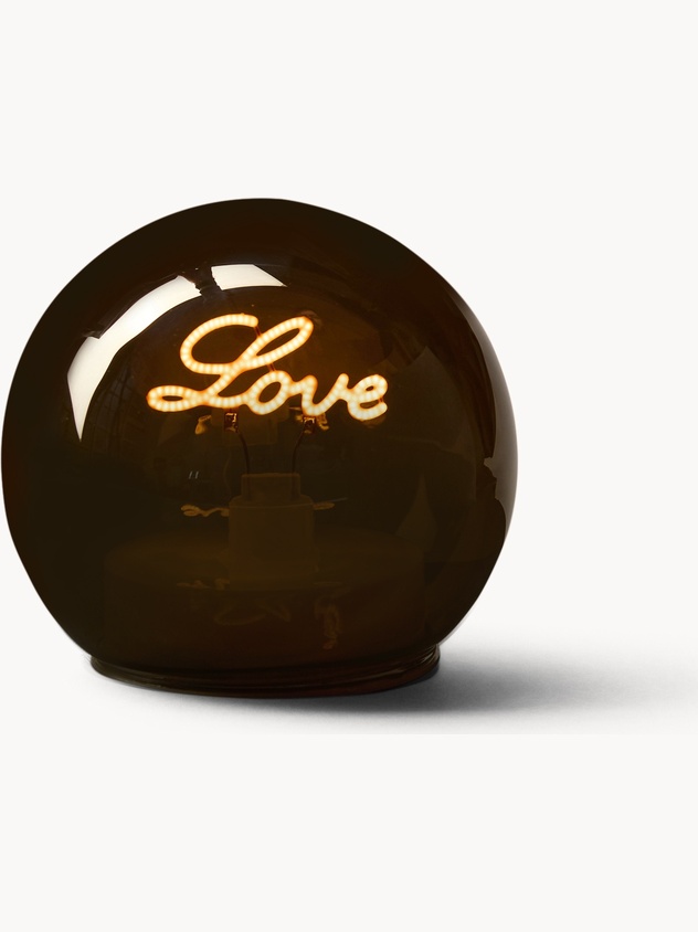 Glass decoration with LED "LOVE" lettering