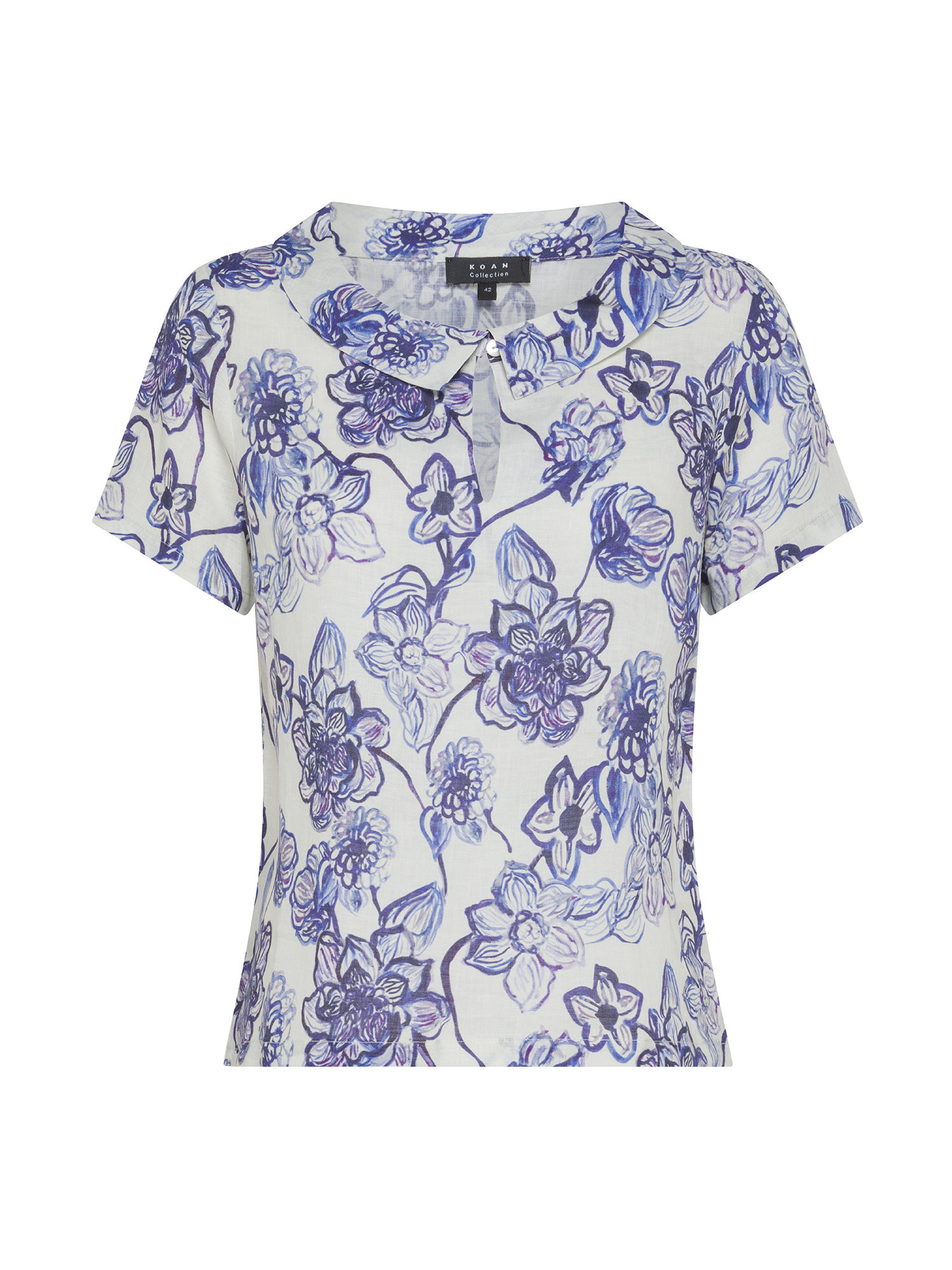 Koan - Pure linen blouse with print, White, large image number 0