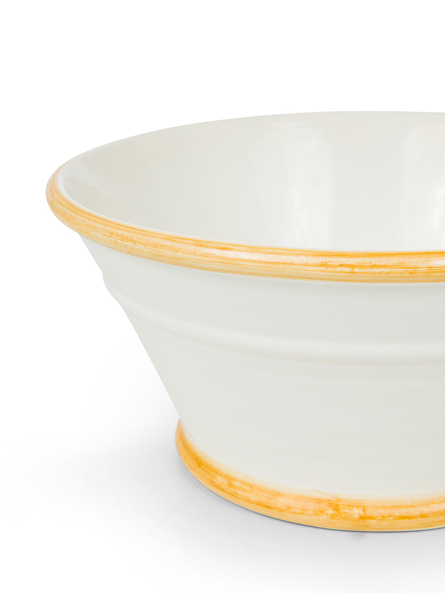 Ceramic salad bowl with colored edge, White, large image number 1