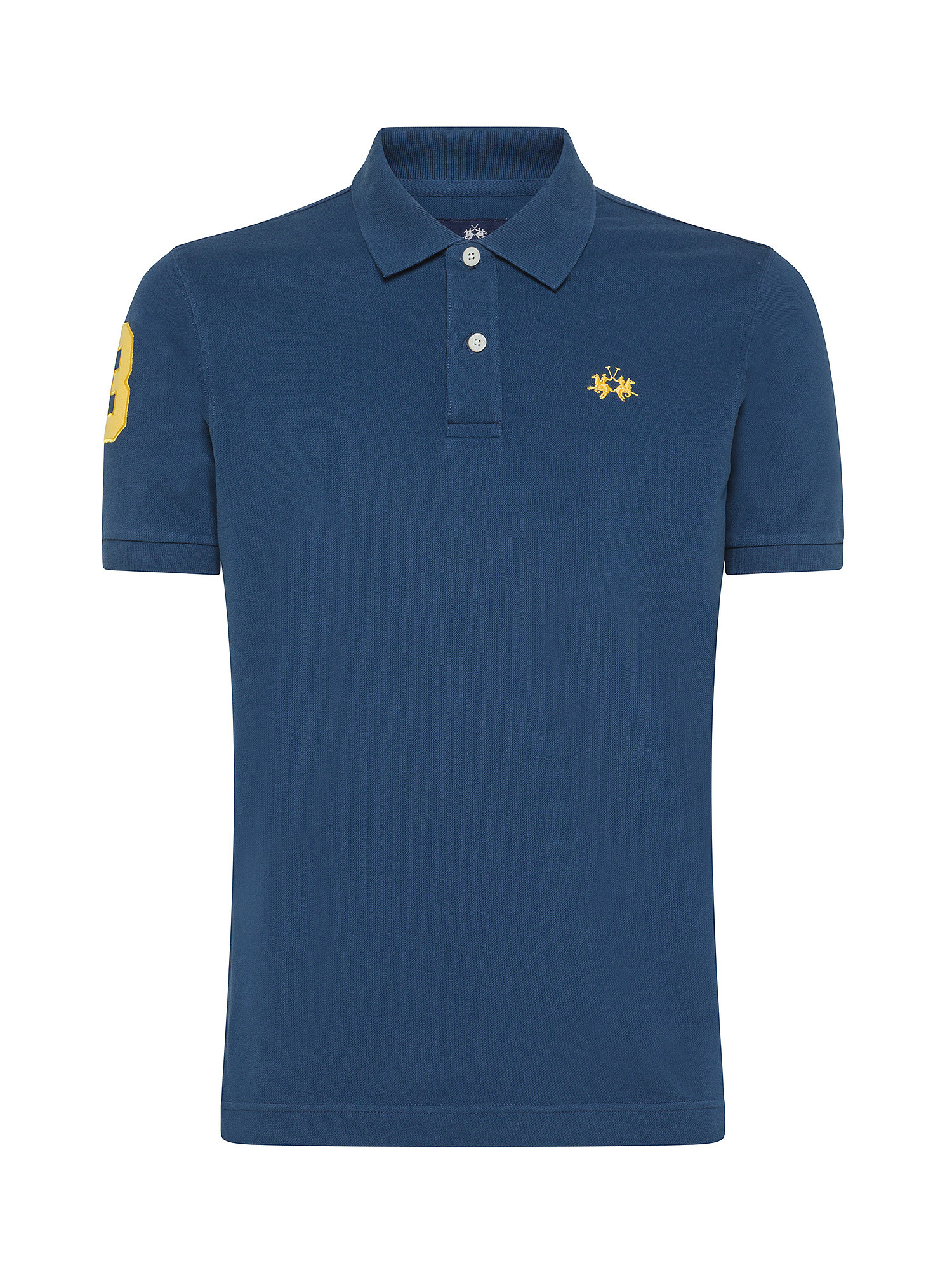 La Martina - Short-sleeved polo shirt in stretch piqué, Blue, large image number 0