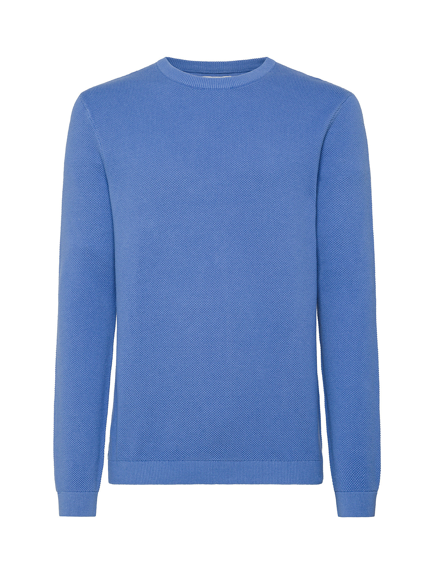 Luca D'Altieri - Crew neck sweater in pure cotton, Blue Dark, large image number 0
