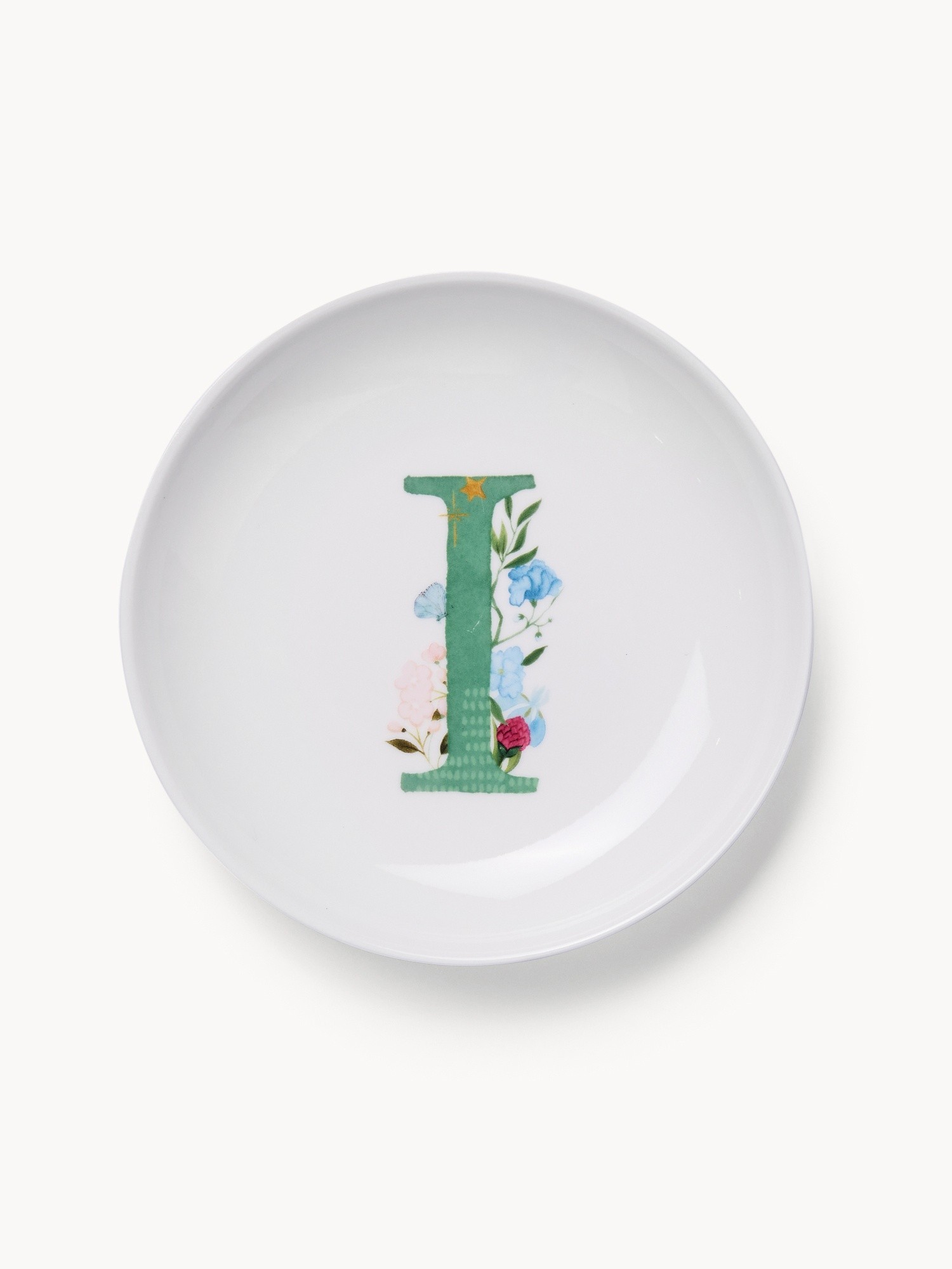 New bone china bread plate,letter I, White 1, large image number 1