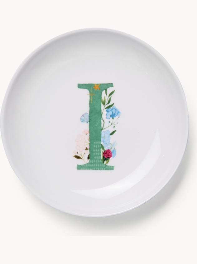 Piattino pane in new bone china lettera I