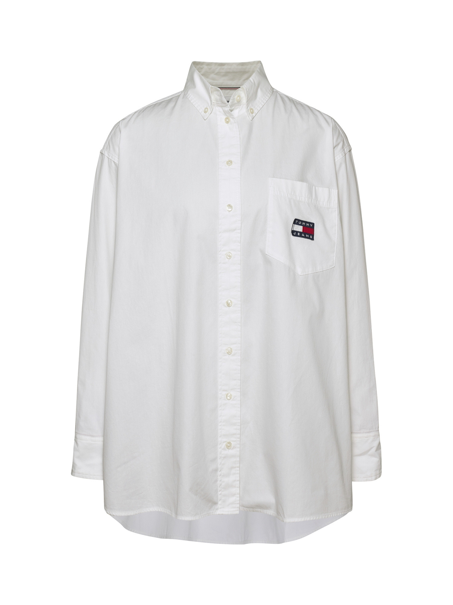 Tommy Jeans - Camicia oversize con logo in cotone, Bianco, large image number 0
