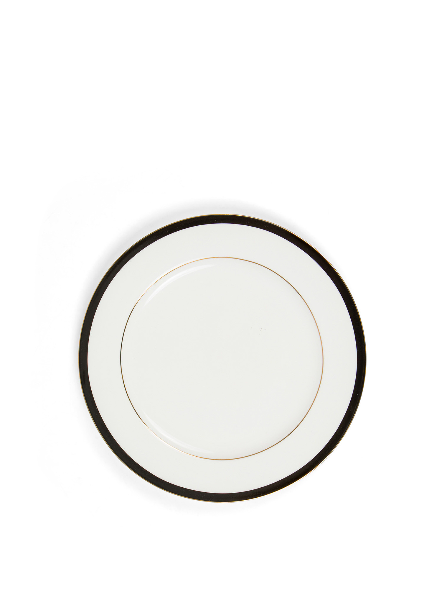 New bone china serving plate with black edge, White, large image number 0