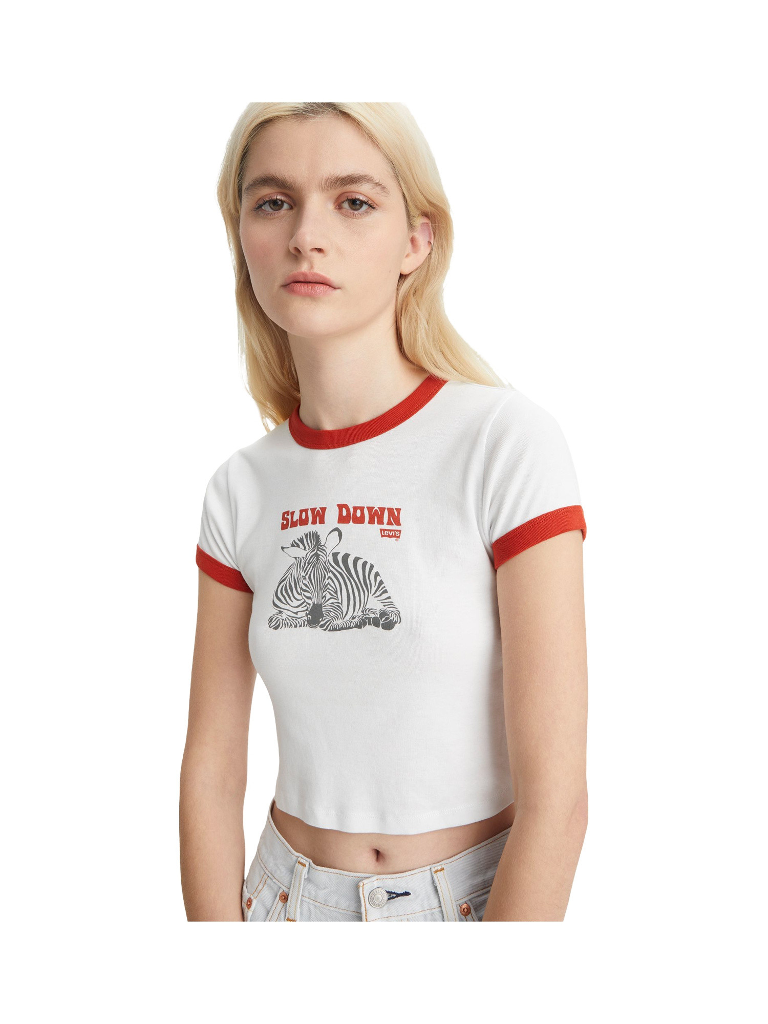 Levi's - T-shirt stampata ringer mini, Rosso, large image number 3