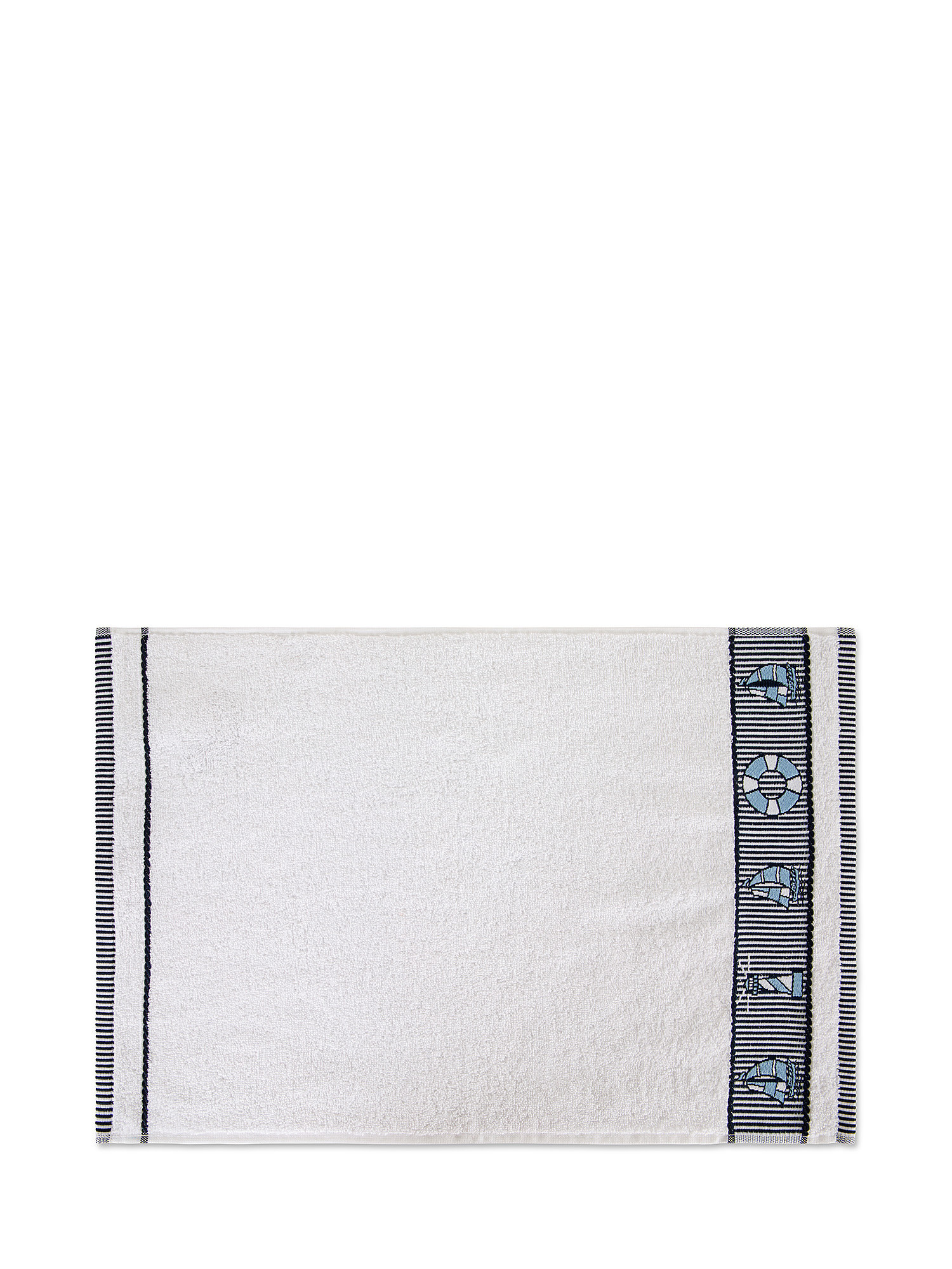 Asciugamano cotone bordo nautico, Bianco, large