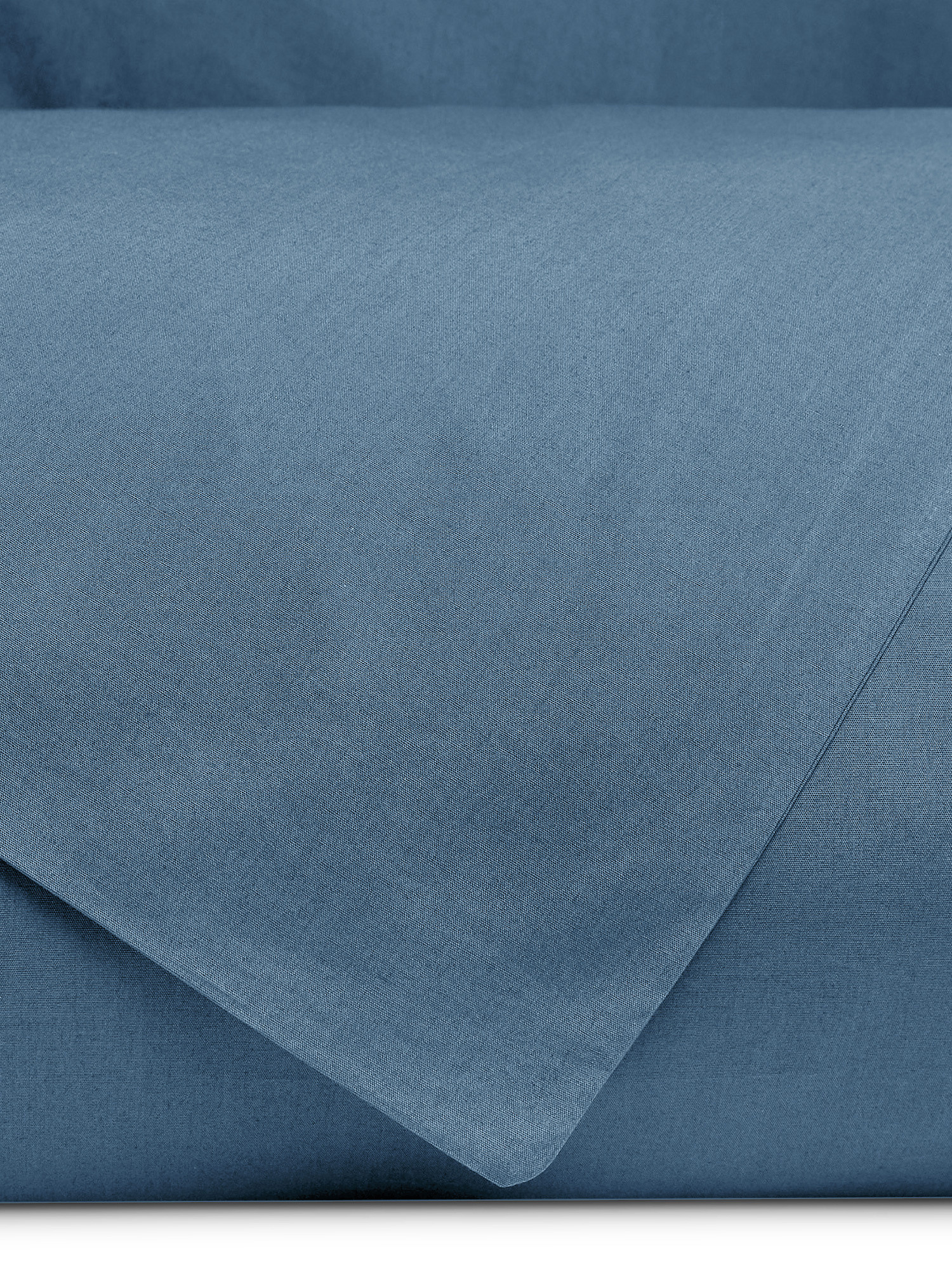 Parure lenzuolo cotone percalle tinta unita, Blu, large