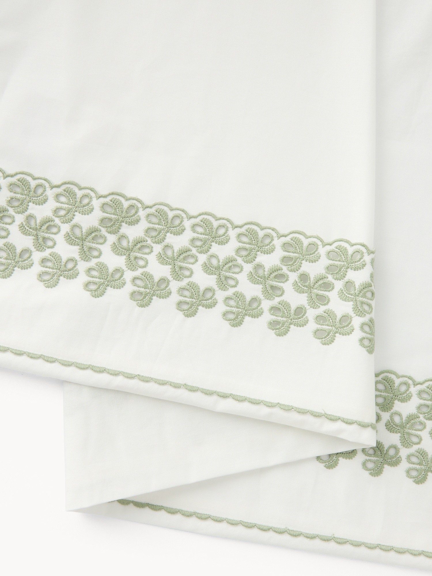 Embroidered Cotton Percale Sheet Set - Discounted Price, Green, large image number 1