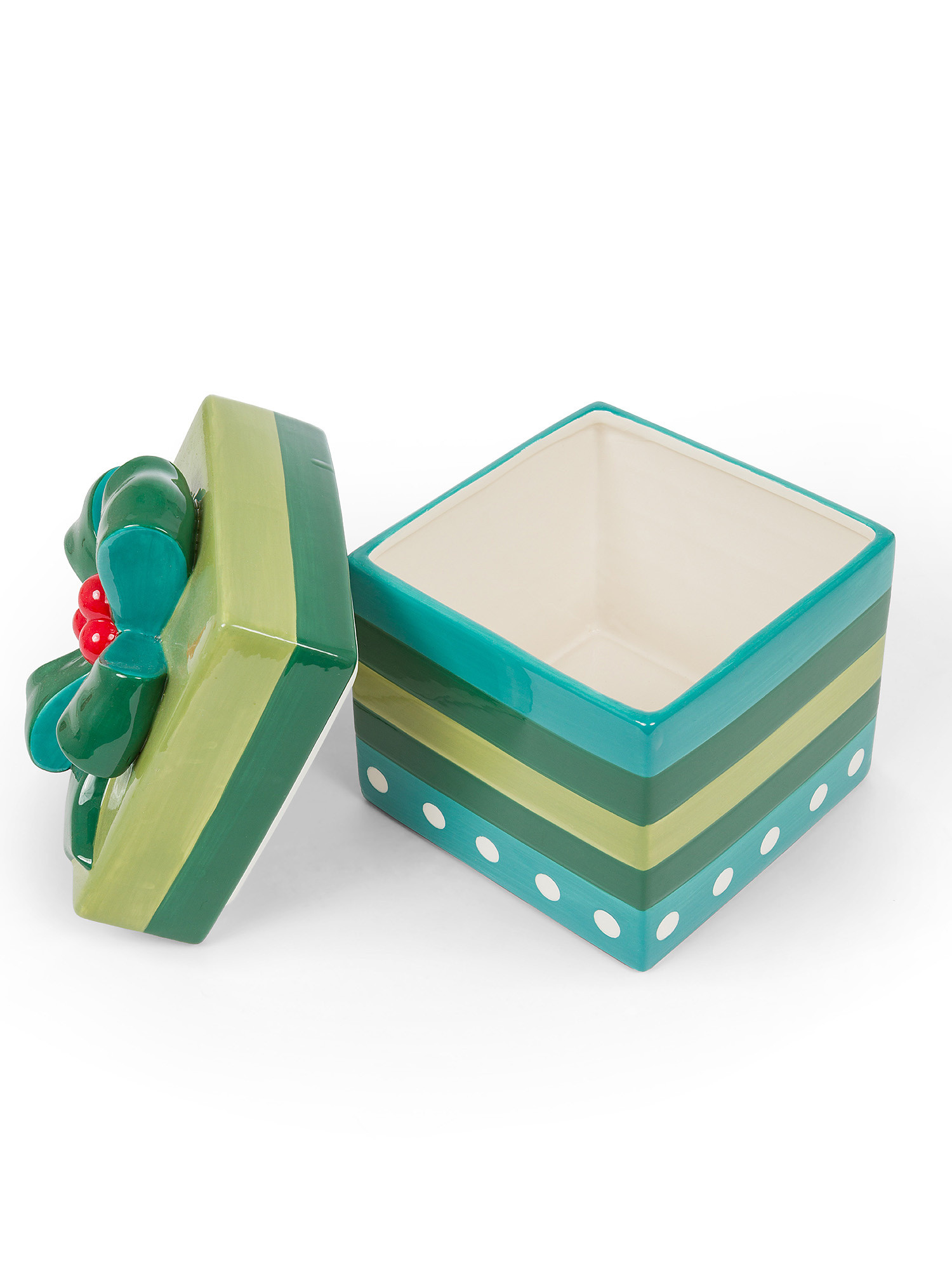 Ceramic biscuit jar in gift box, Green, large image number 1