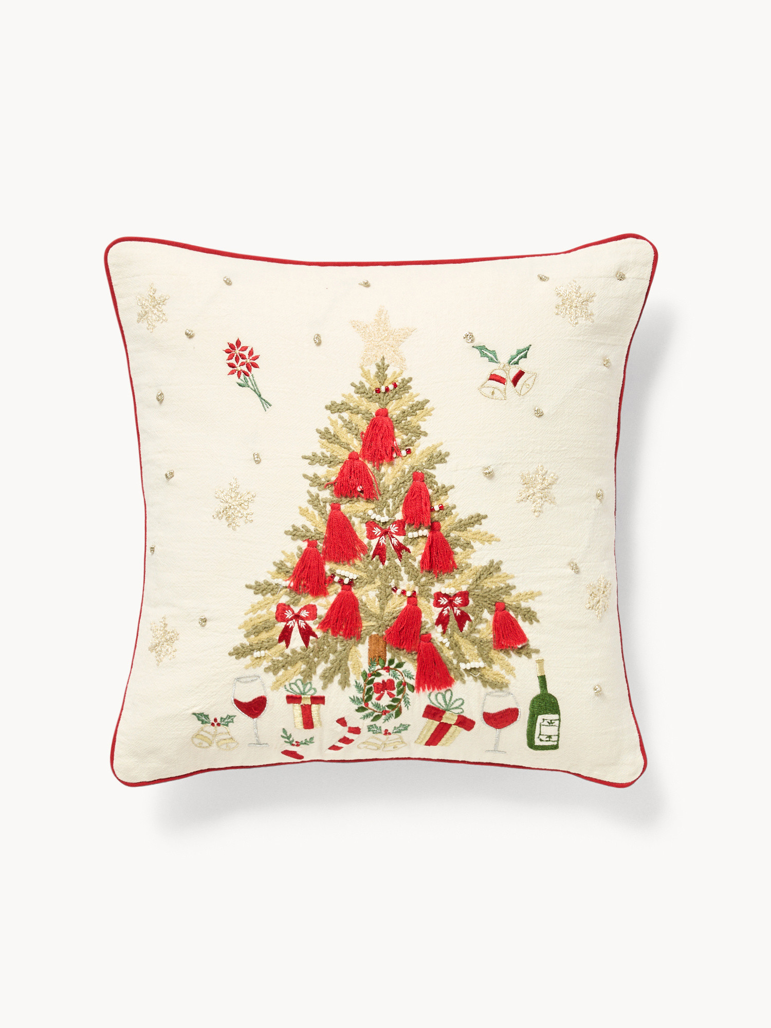 Cuscino 45x45 ricamo albero di Natale, Multicolor, large image number 0