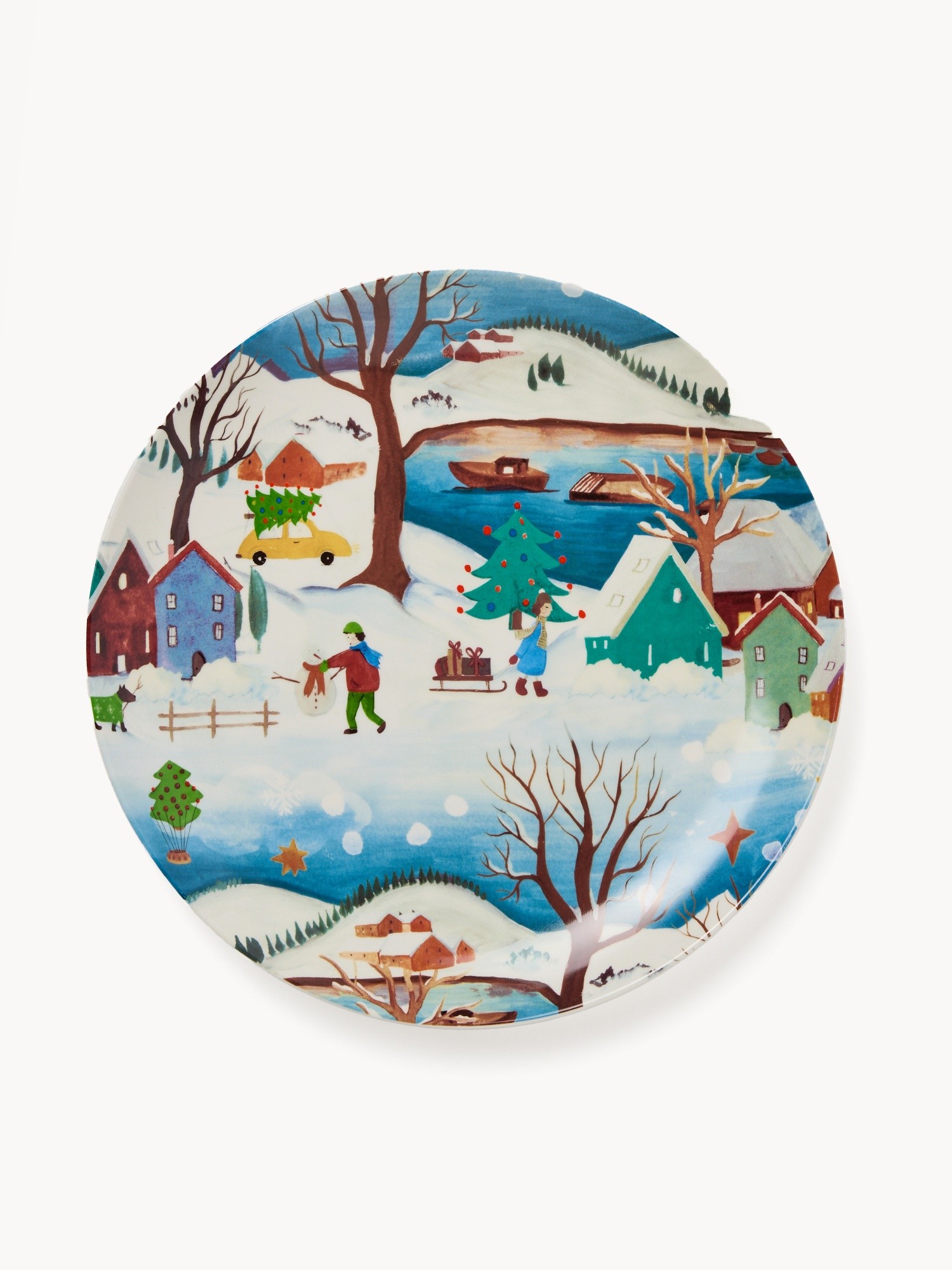 New bone china serving platter with a Christmas landscape motif, Multicolor, large image number 0