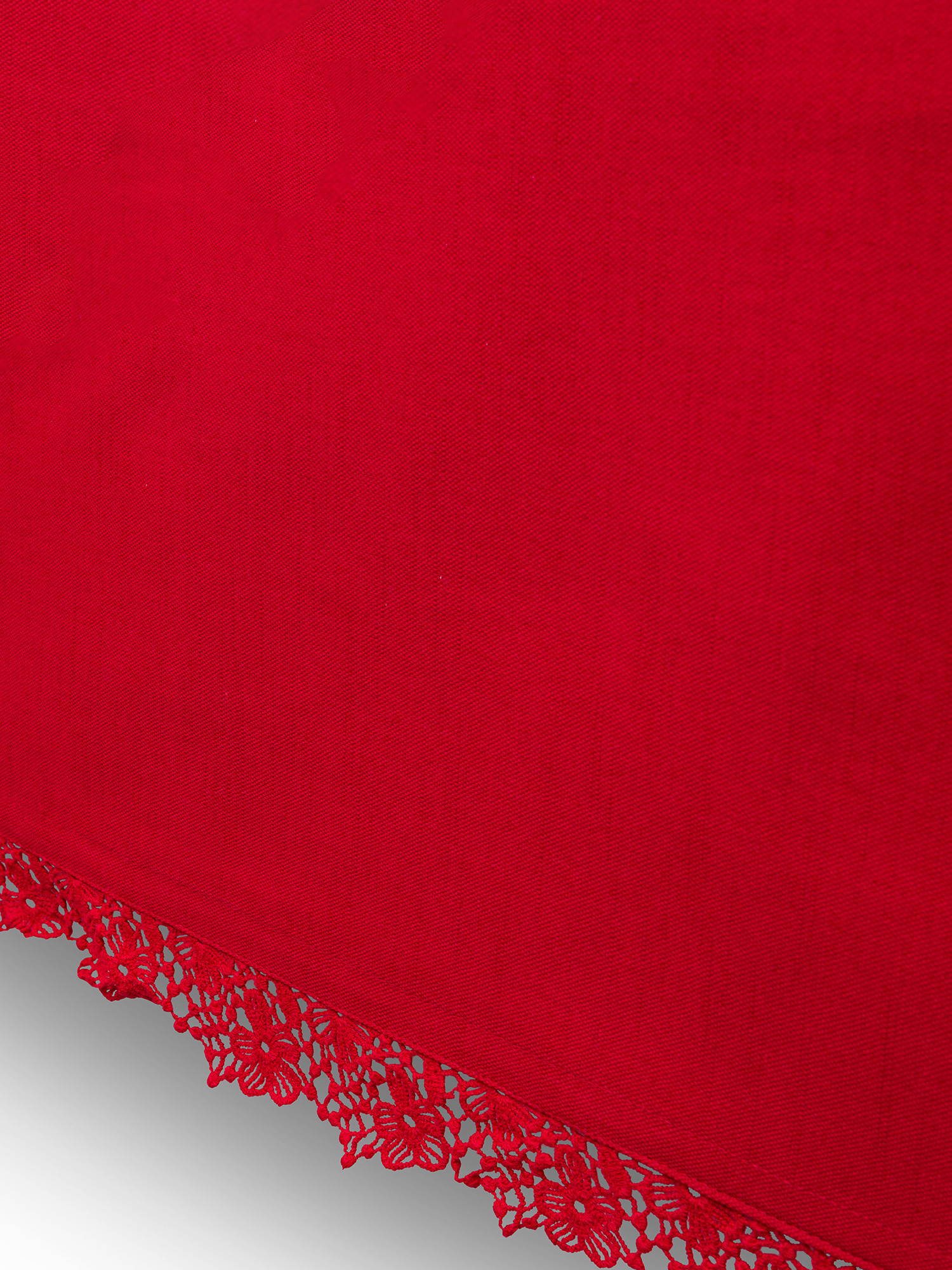 Tovaglia cotone con ricamo ai bordi, Rosso, large image number 1