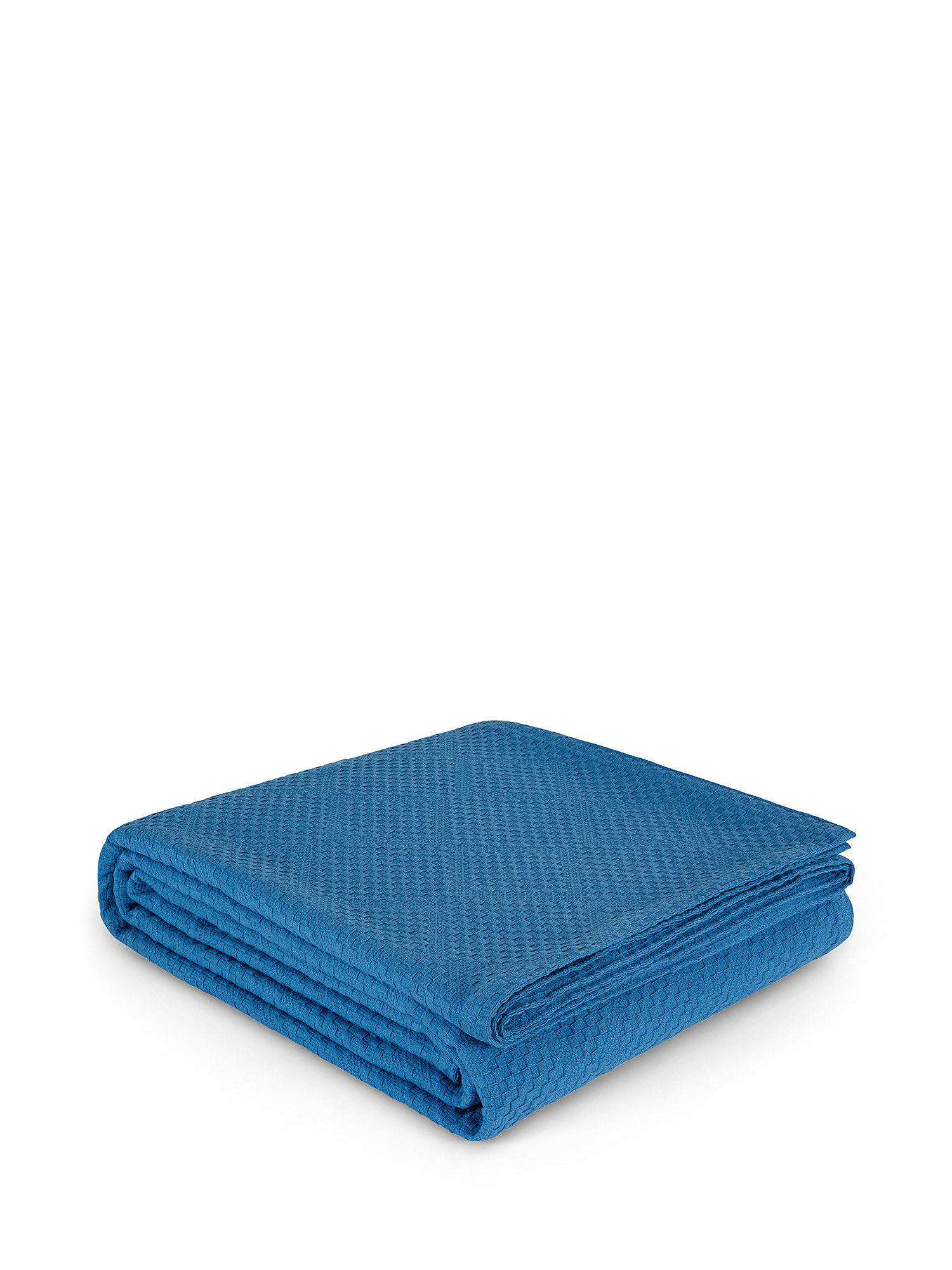 Solid color 100% cotton bedspread, Blue, large image number 0