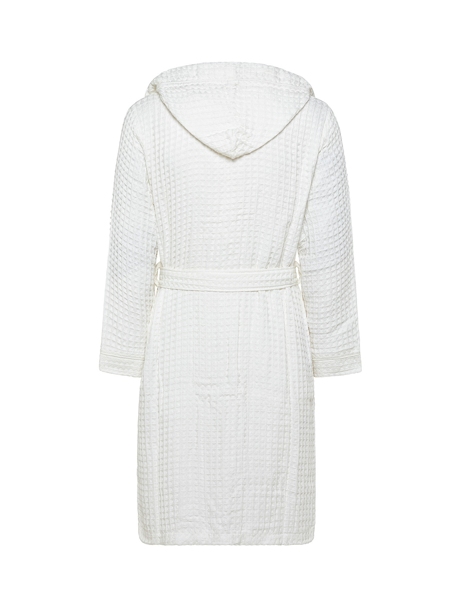Solid color honeycomb cotton bathrobe, White, large image number 1