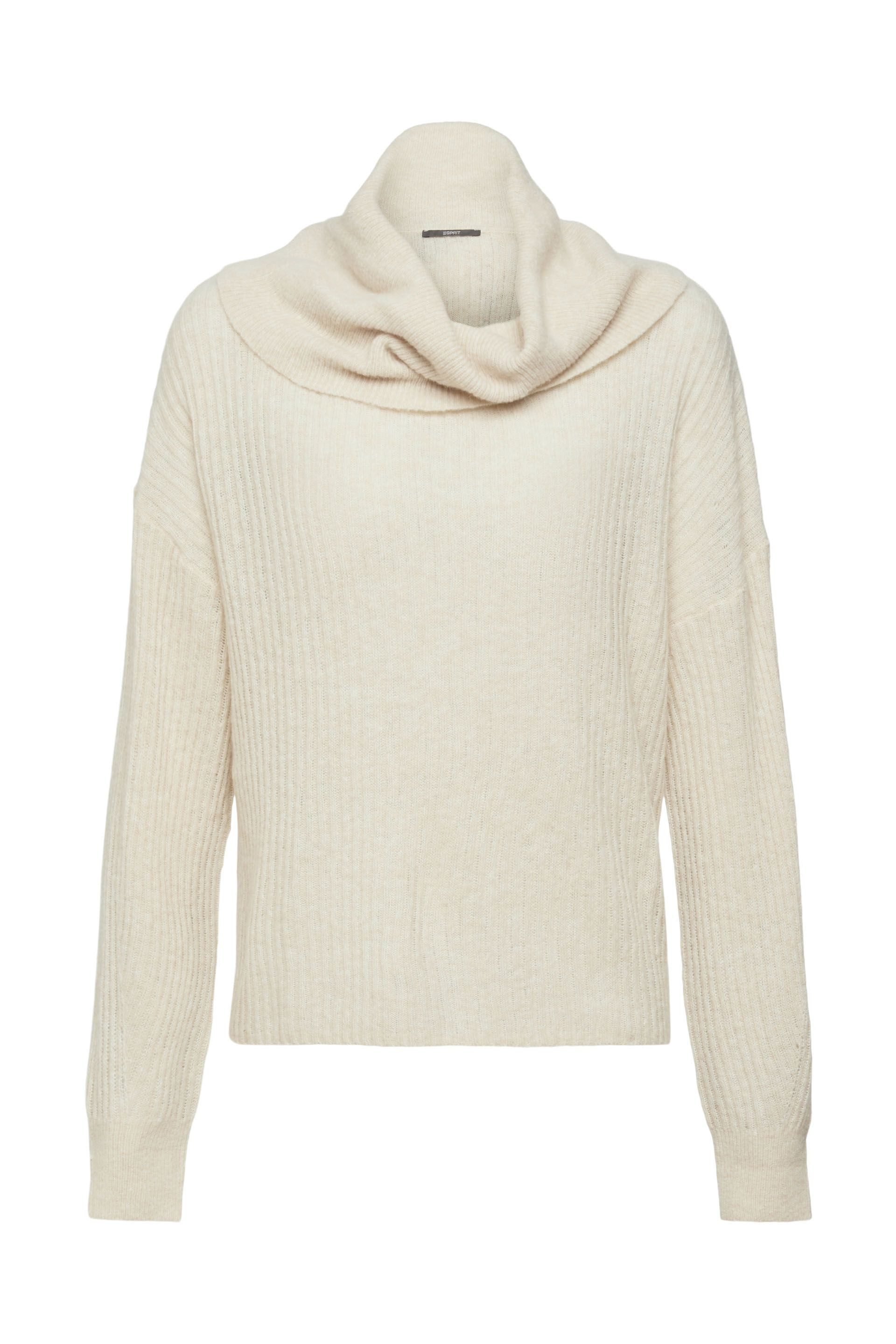 Turtleneck pullover in wool blend, Cream, large image number 0