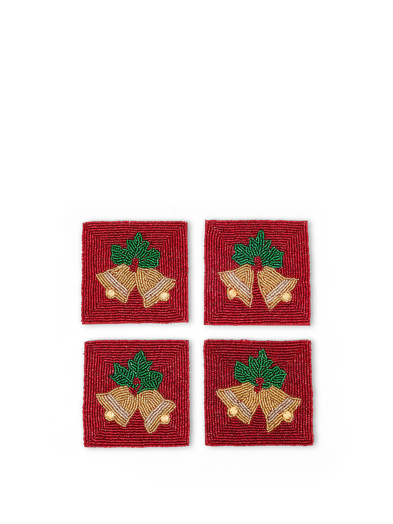 Set of 4 beaded coasters, Red, large image number 0